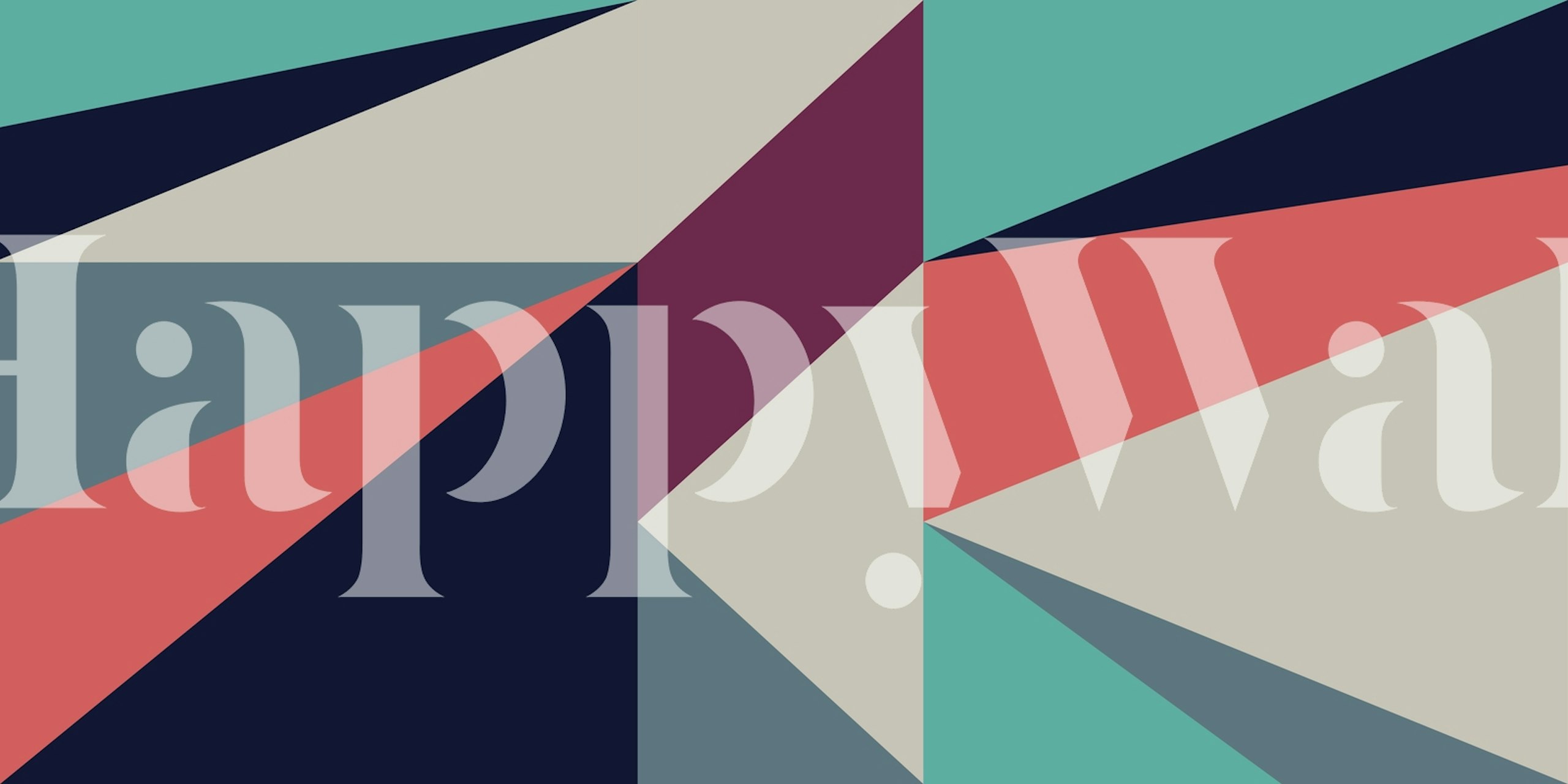 Mural de pared geométrico abstracto con triángulos entrelazados en una paleta de colores moderna