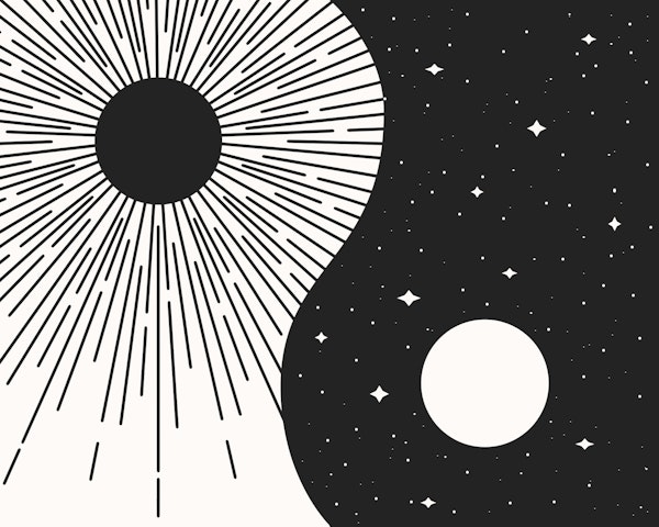 Yin Yang Black - Sun and Moon