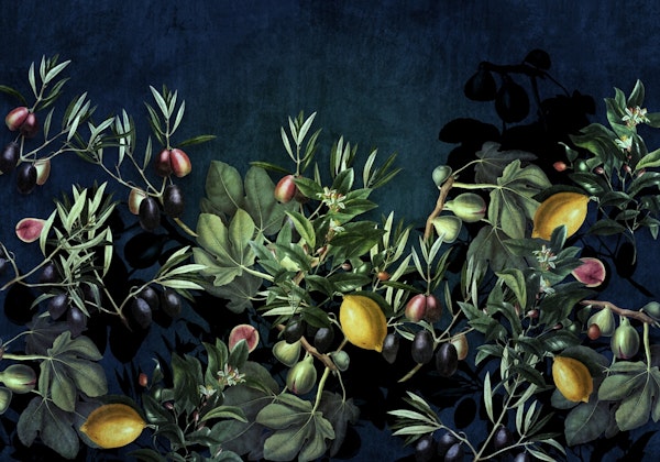 vintage night garden blue