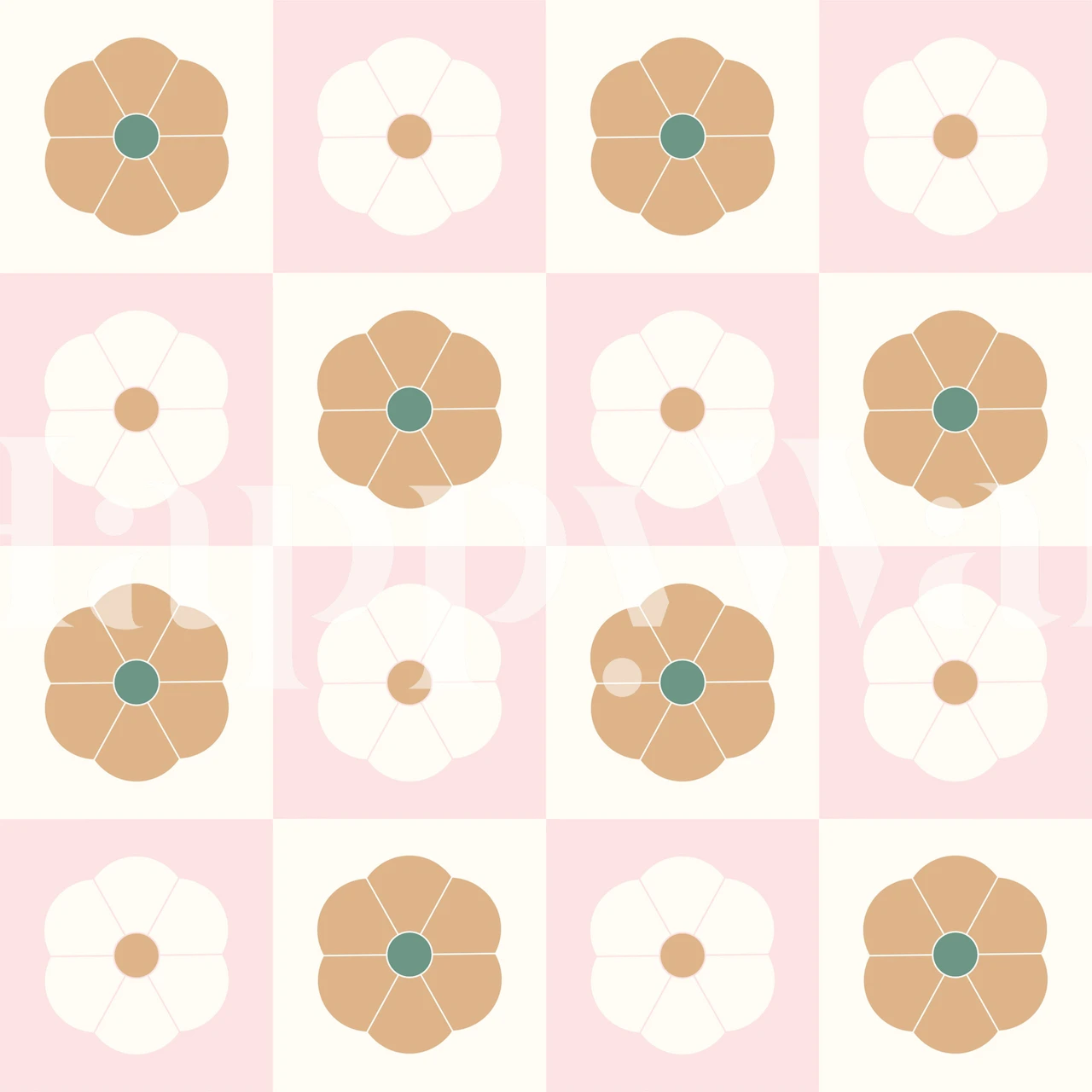 Tapeta Geometric Flowers wyświetlona w pokoju