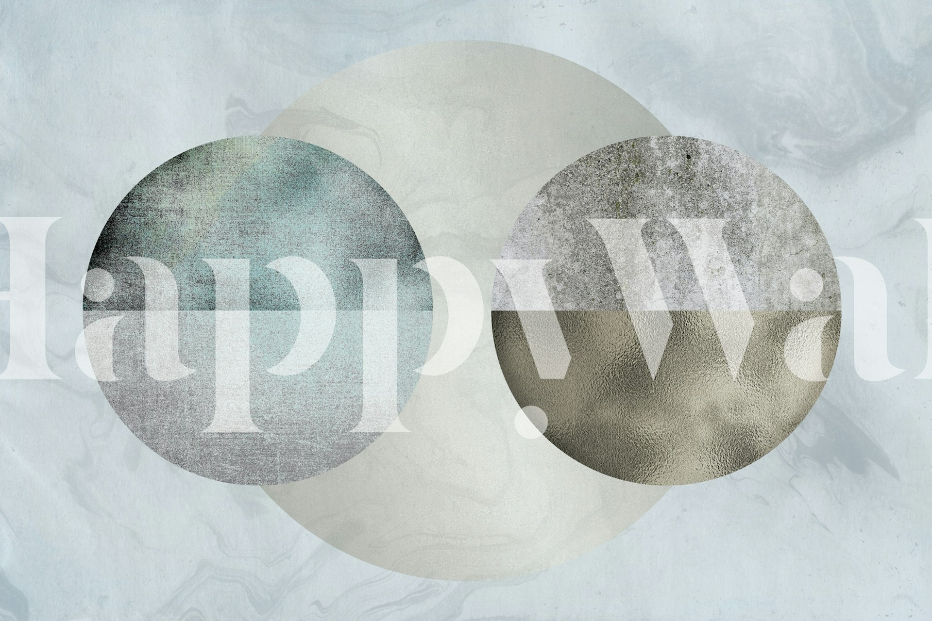 Fototapeta Circle Harmony Abstract Art s do sebe zapadajícími kruhy v modrých, šedých a krémových tónech