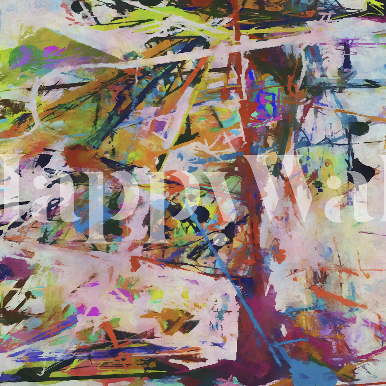 Papier peint mural de style expressionniste abstrait avec des couleurs vives et des coups de pinceau dynamiques