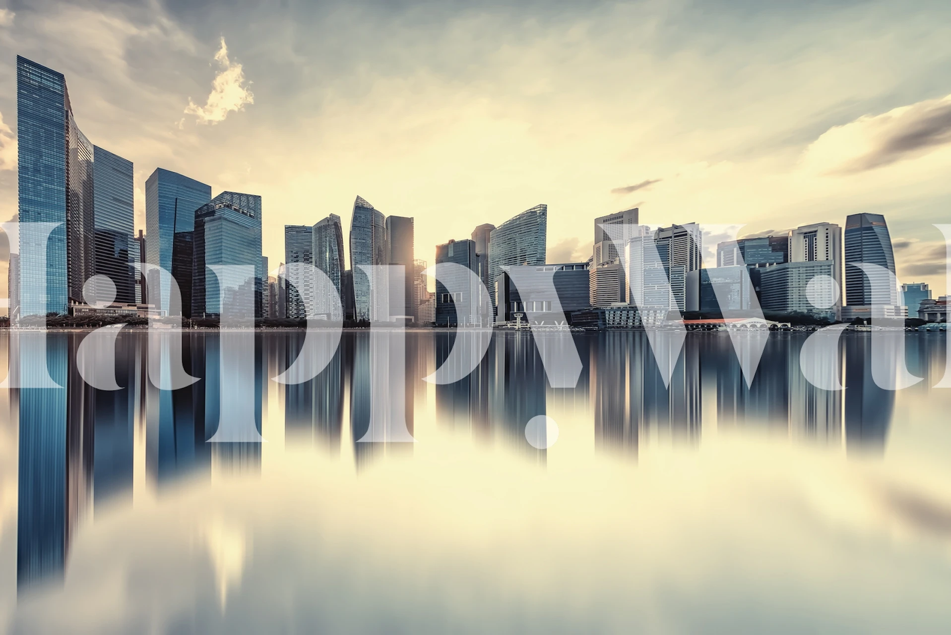 Marina Bay skyline wallpaper in a room