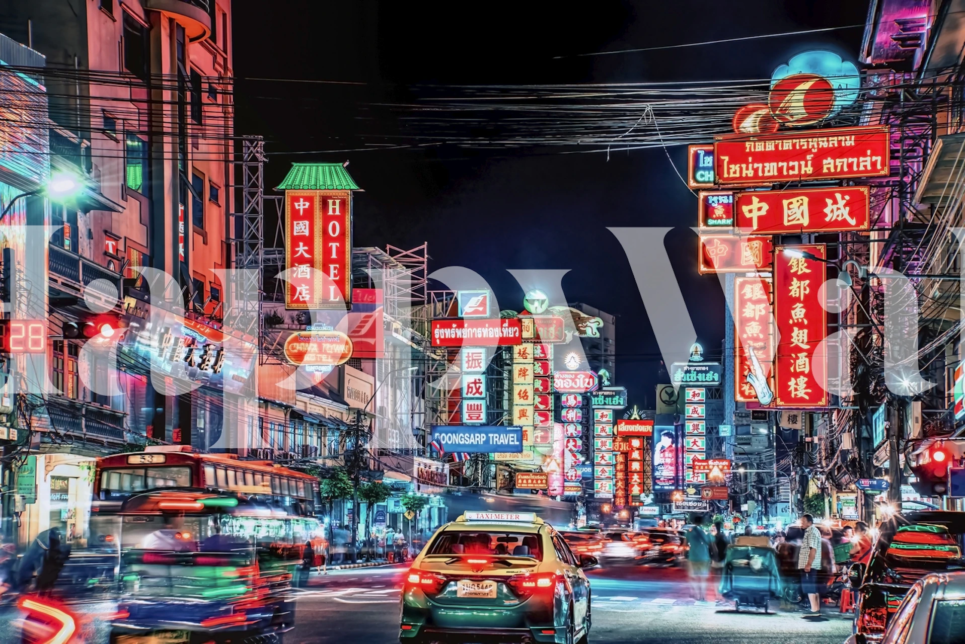 Vibrant Chinatown Bangkok Cityscape Wallpaper Mural
