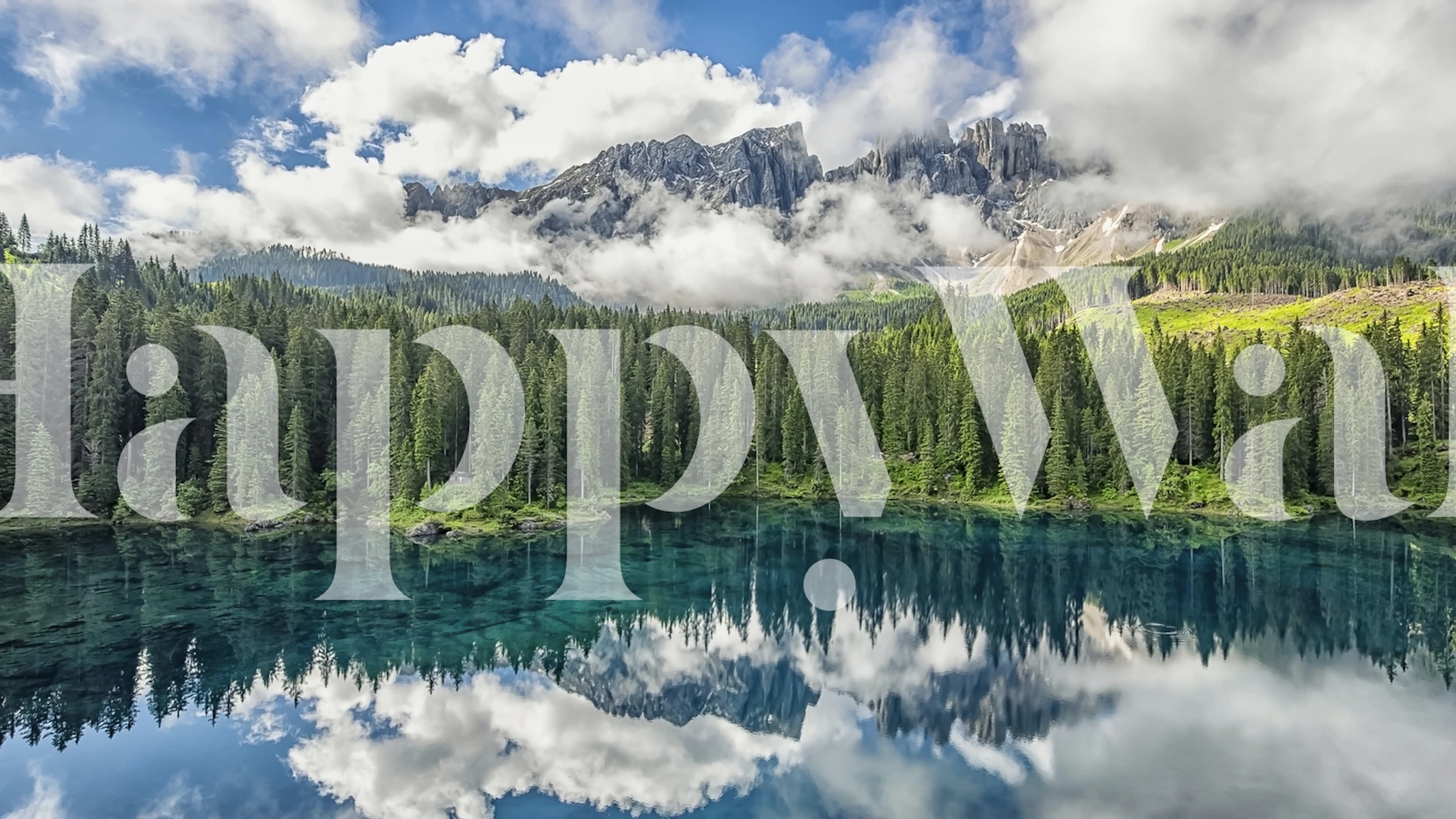 Lake reflection with trees and mountains in bright colors wallpaper