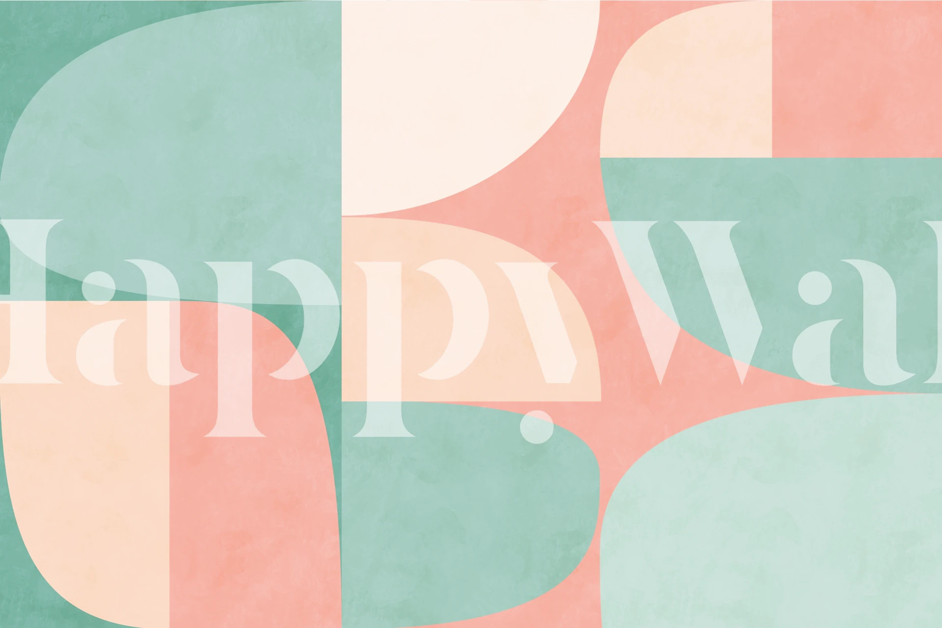 Mid Century Modern Pastel Geo fotobehang met abstracte geometrische vormen in zachte pastelkleuren