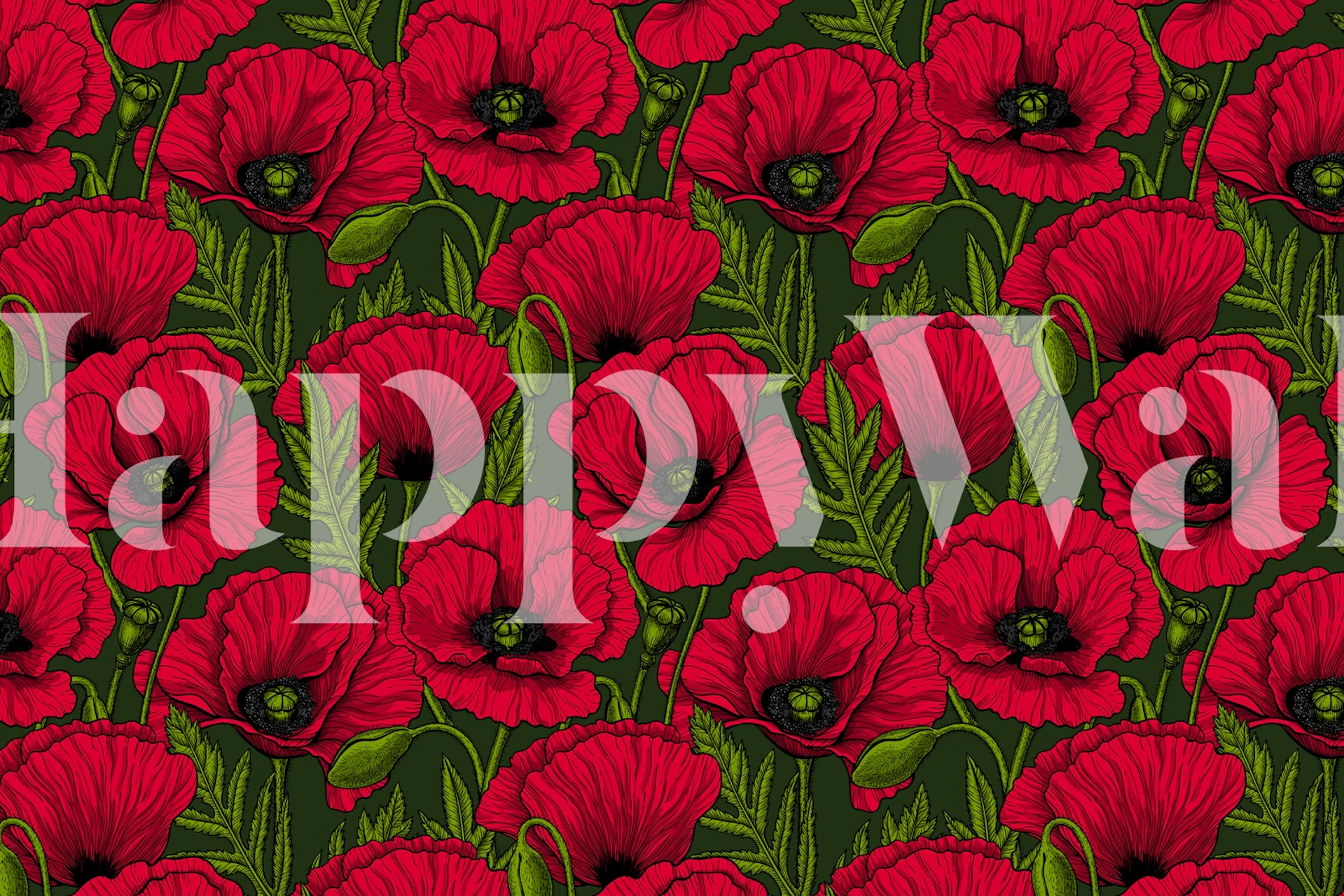 Red Poppy garden 4 tapeta w pokoju