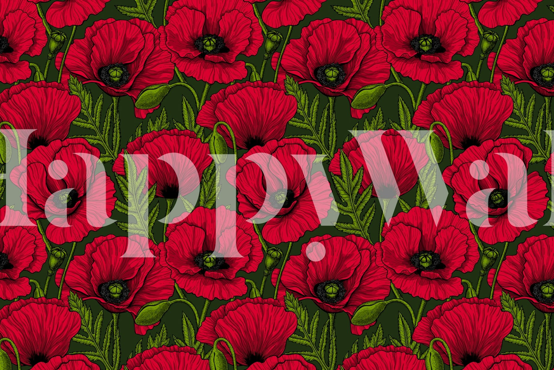 Red Poppy garden 4 tapeta v pokoji