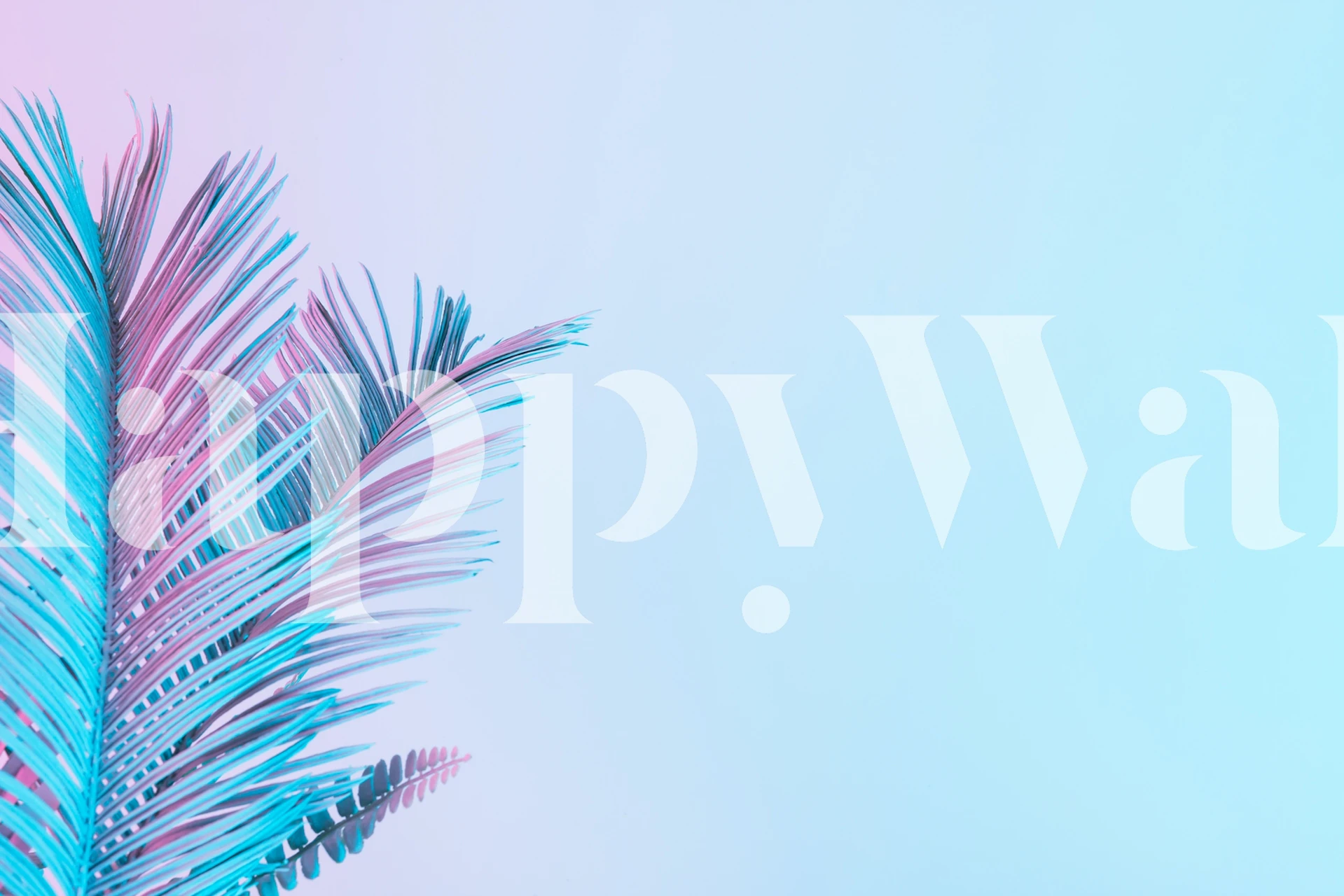 Zidna slika s tropskim pastelnim palminim lišćem s nijansama ružičaste i plave