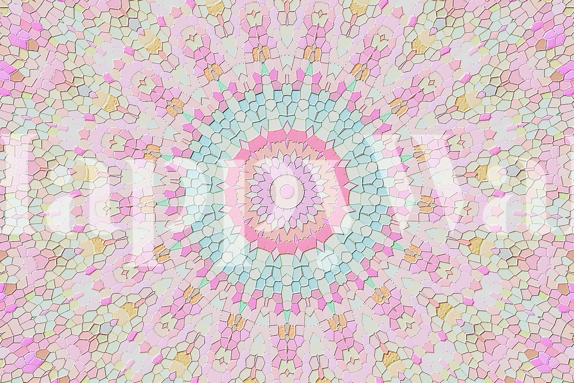 Arabesque Candy Mosaic Mandala wallpaper in a room