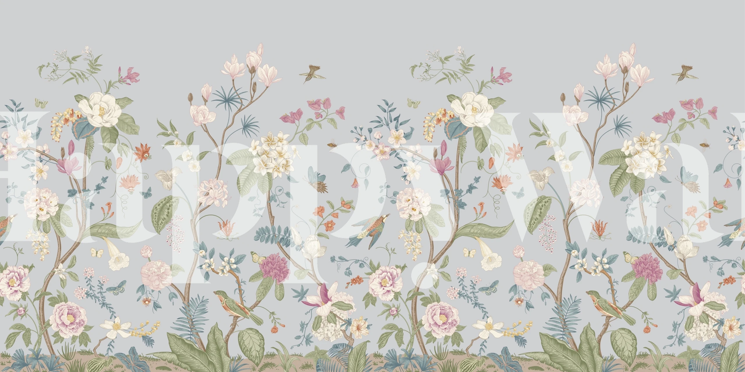 Chinoiserie pastel Tapete in einem Raum