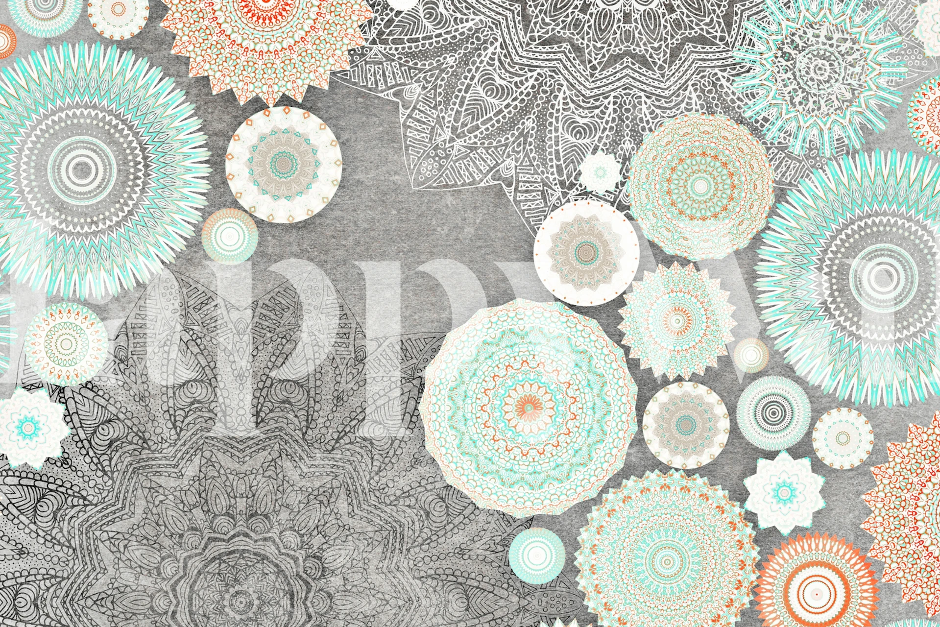 Festival Flow Mint Mandala papel tapiz en una habitación