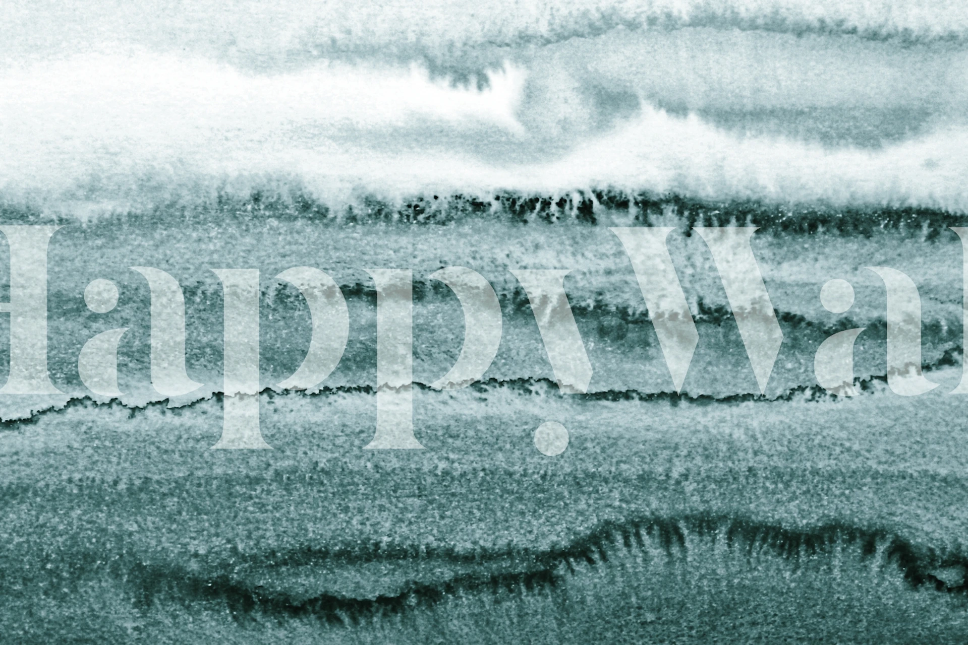 abstract arctic ocean waves wall mural in shades of blue and gray