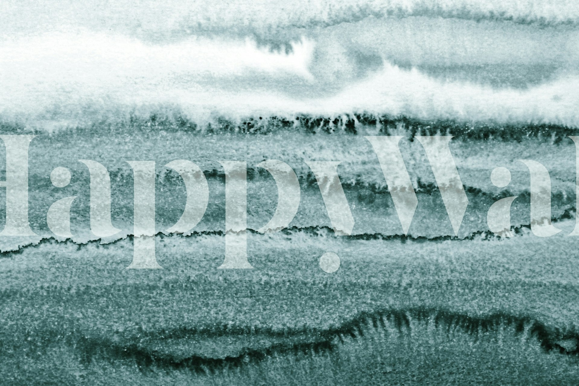 Mural de pared abstracto con olas del océano Ártico en tonos azul y gris