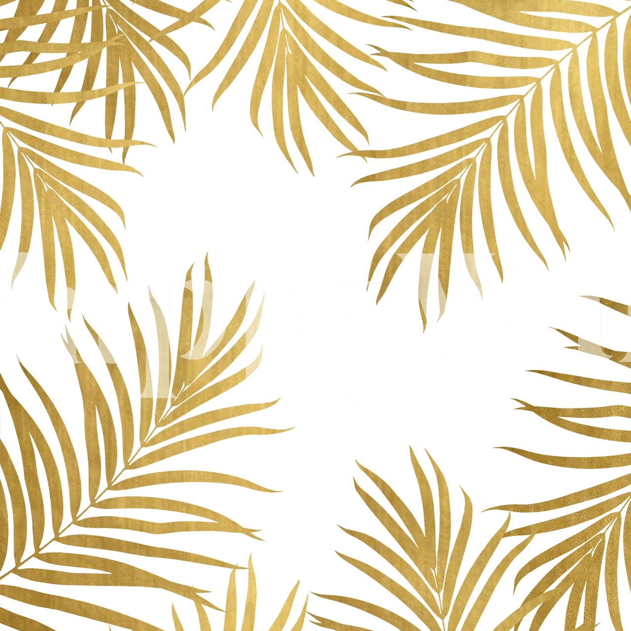 Gold palm leaves on white background wallpaper