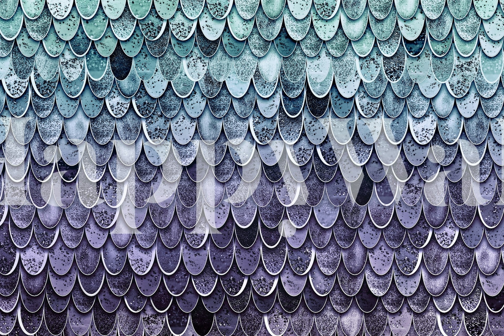 Teal and purple mermaid scale pattern wallpaper