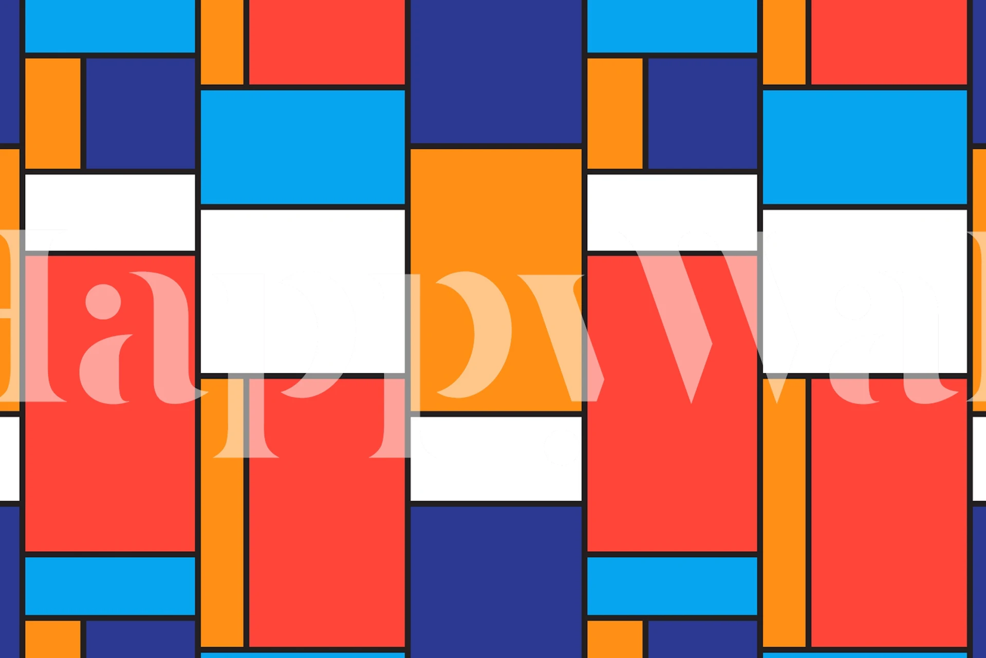 Fototapete abstrakte bunte Blöcke in Orange, Blau und Rot