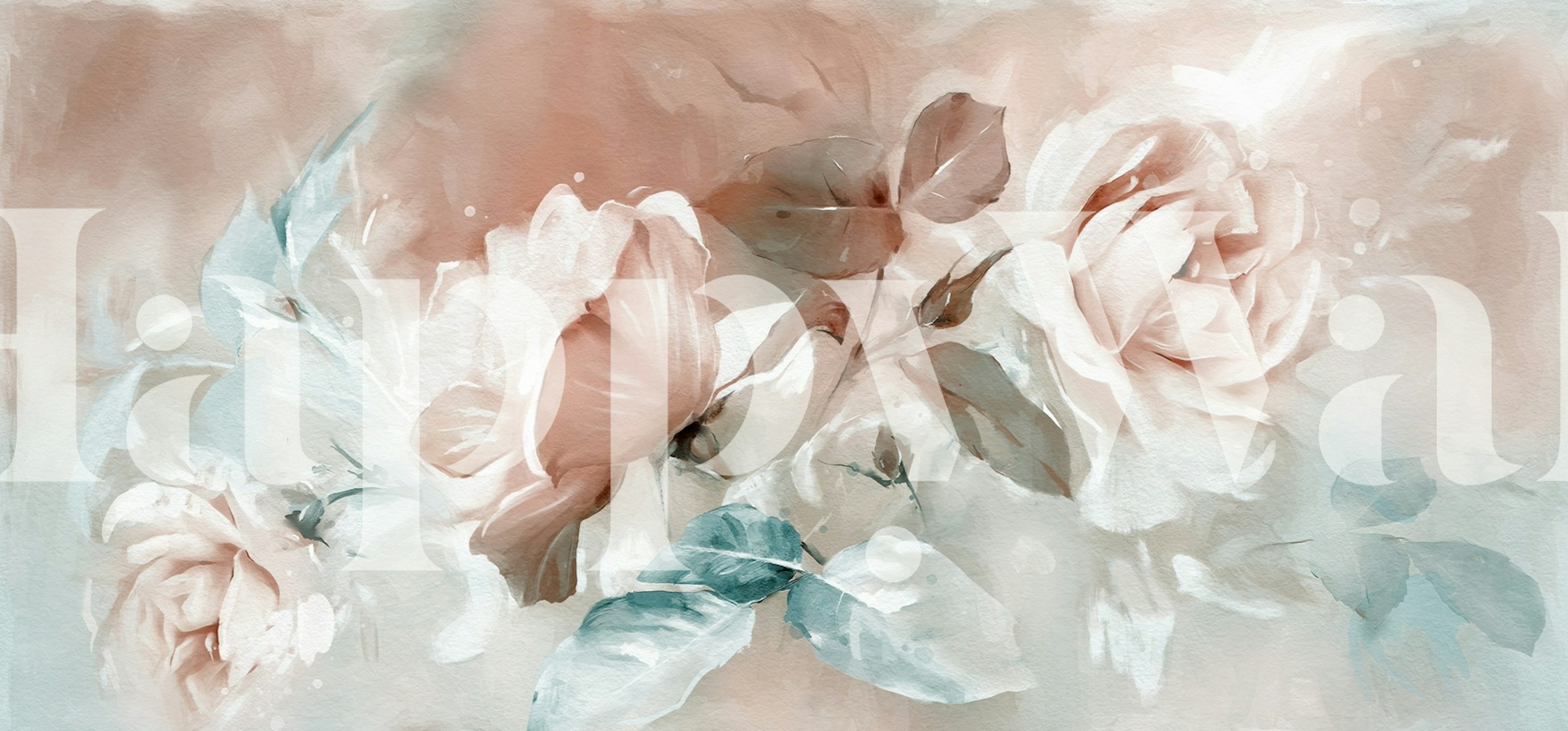 Roses oil painting ταπετσαρία σε ένα δωμάτιο