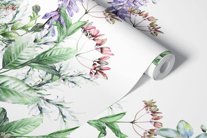 Wild flowers and herbswallpaper roll