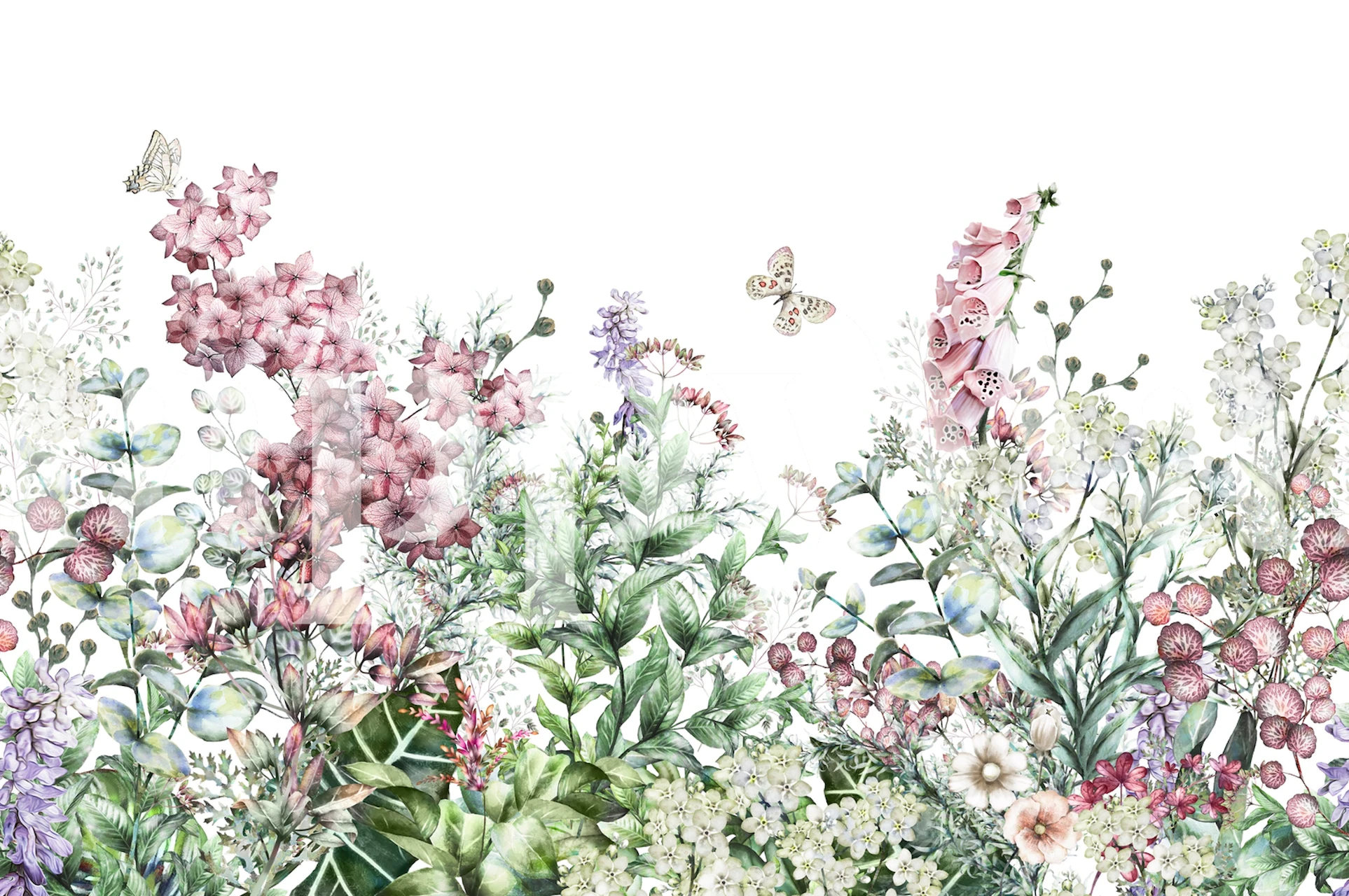 Wild flowers and herbs tapet i et rum