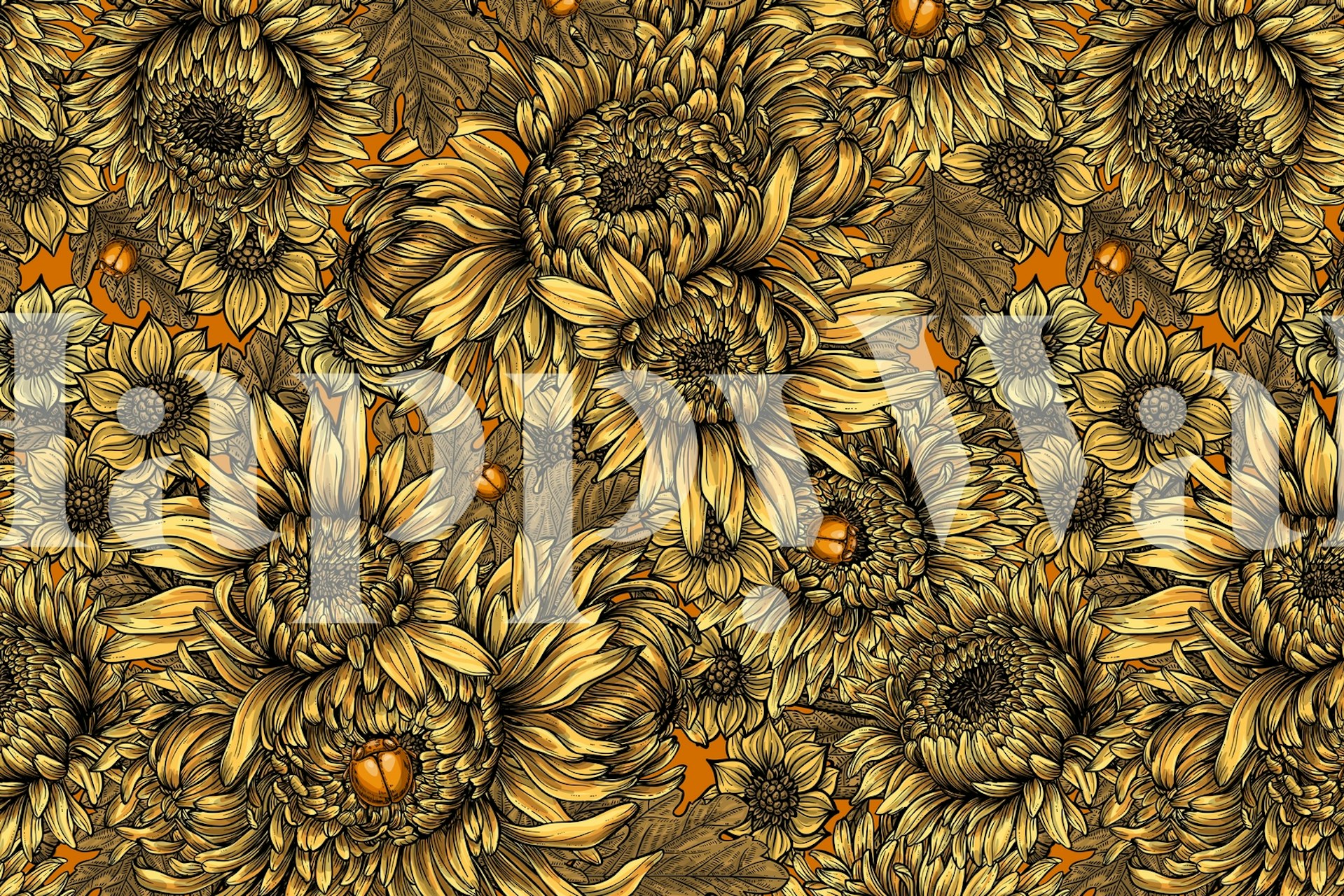 Chrysanthemum wallpaper design in a room