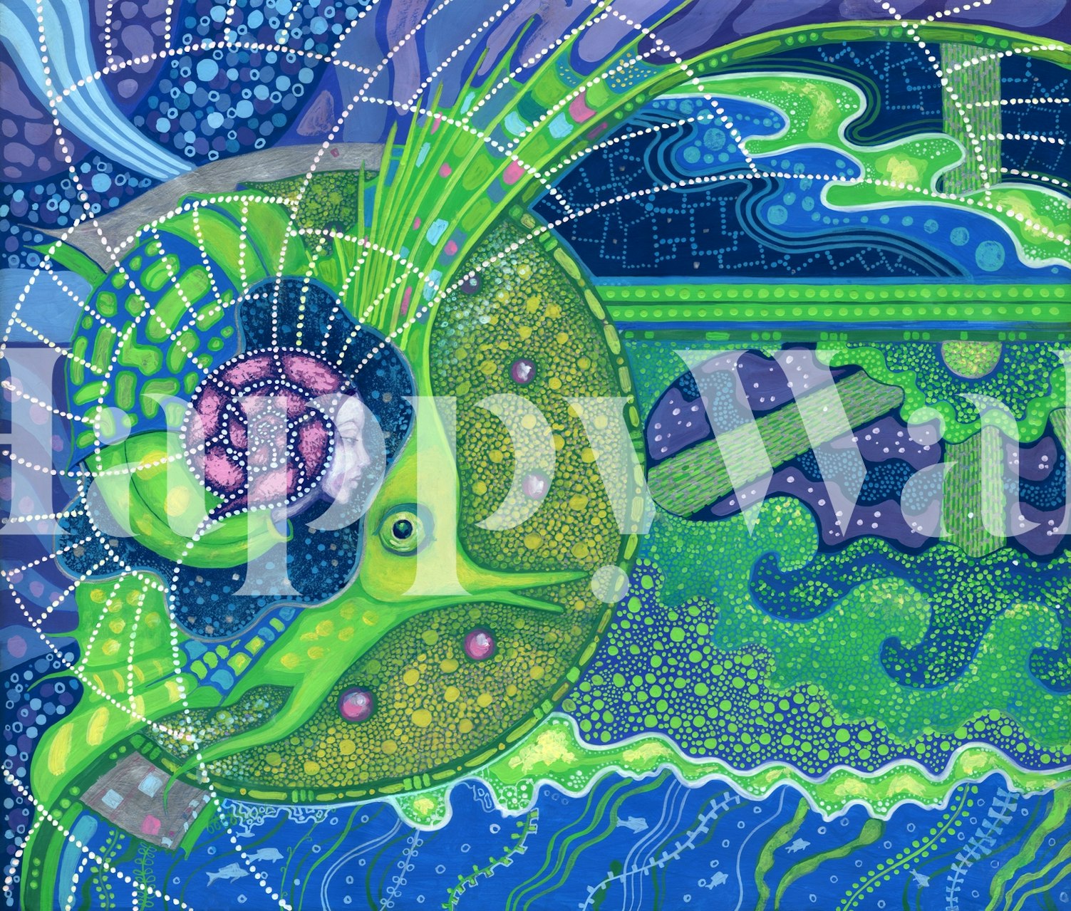 Colorful surreal fantasy wall mural showcasing aquatic and mermaid-inspired designs