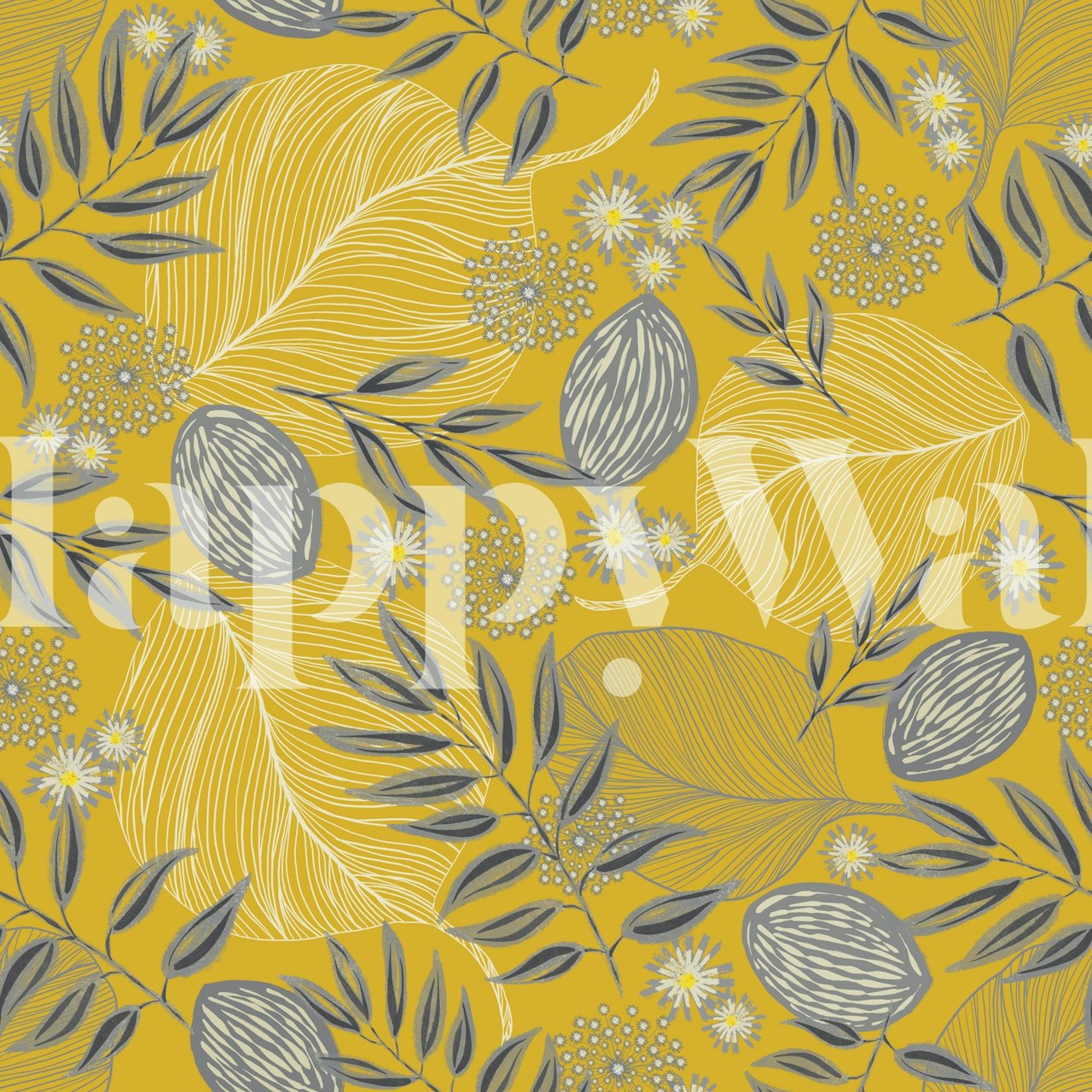 Ταπετσαρία Woodland leaves σε μια μοντέρνα αίθουσα