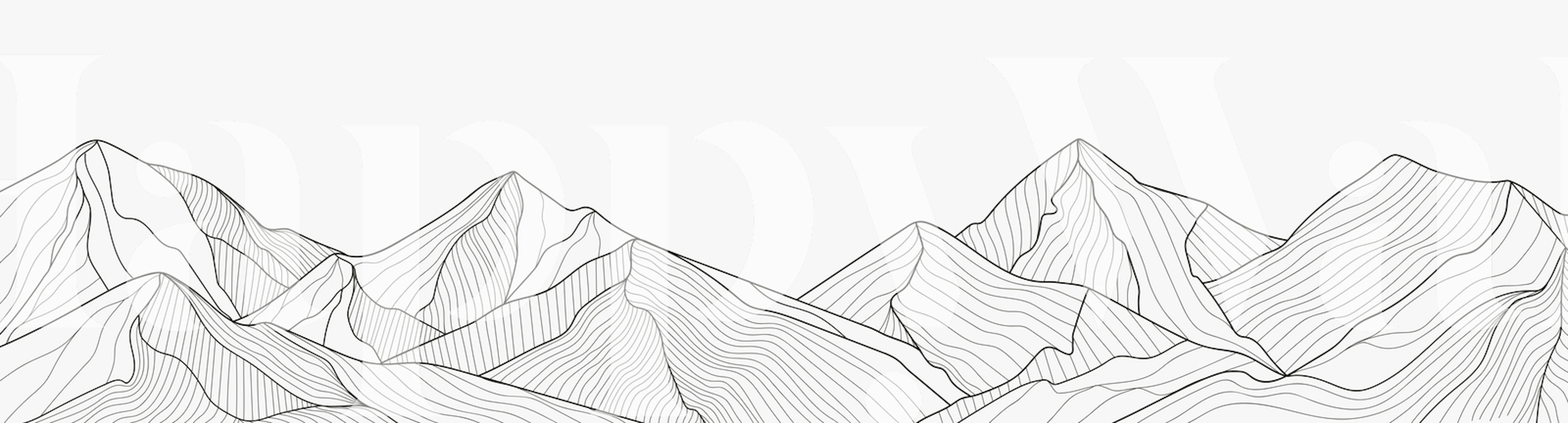 Mountain line art design in black and white wallpaper