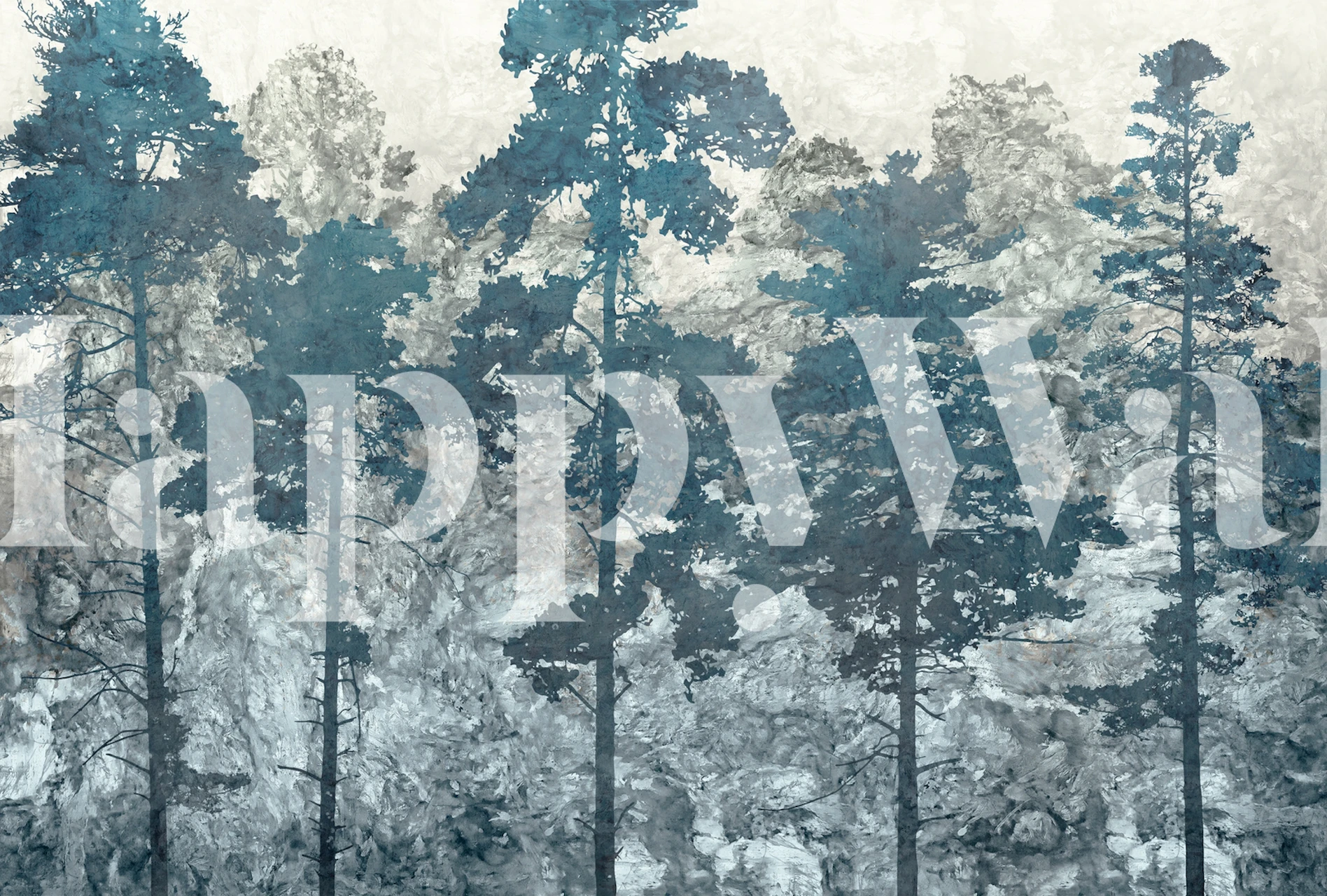 Pine forest abstract wallpaper in blue and gray hues.