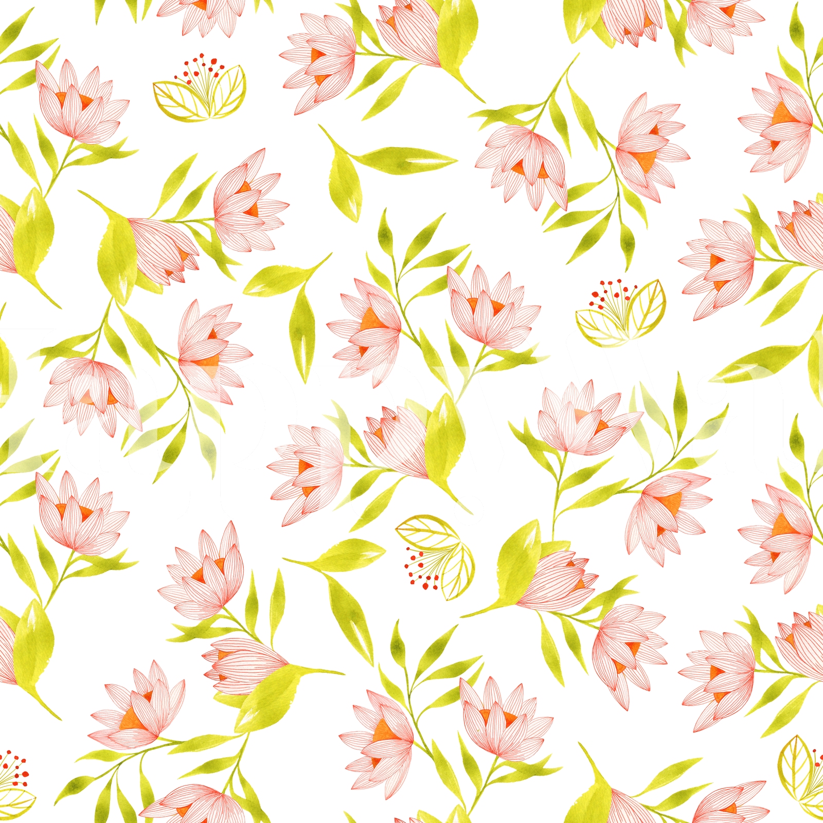 Bright Orange Florals Wallpaper Happywall
