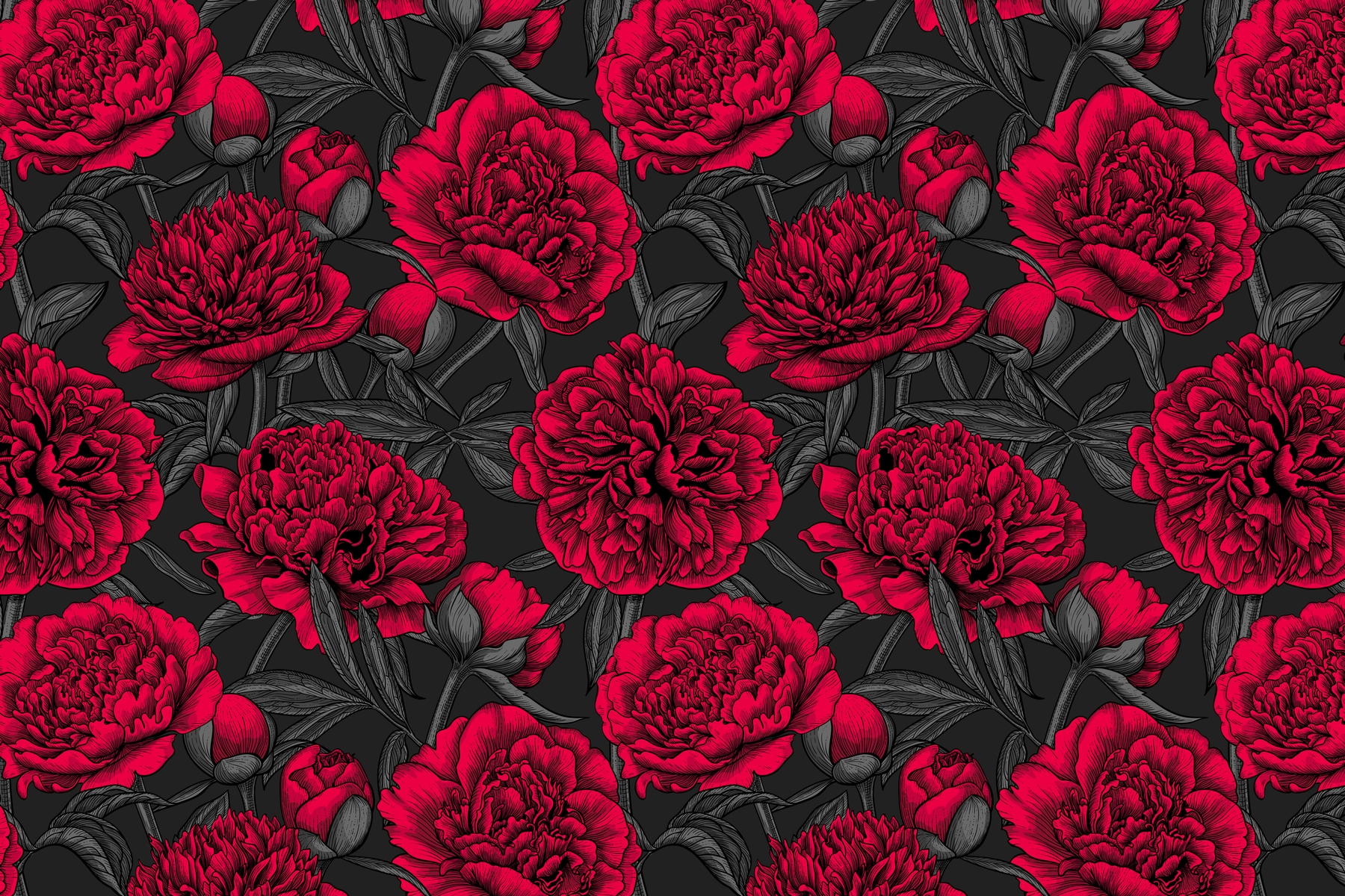 Buy Red Peony Garden Wallpaper Online at Happywall