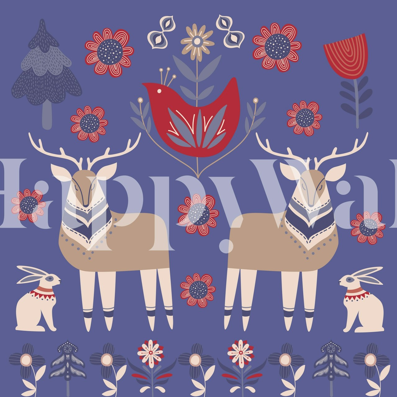 Scandinavian Winter Pattern wallpaper in a room