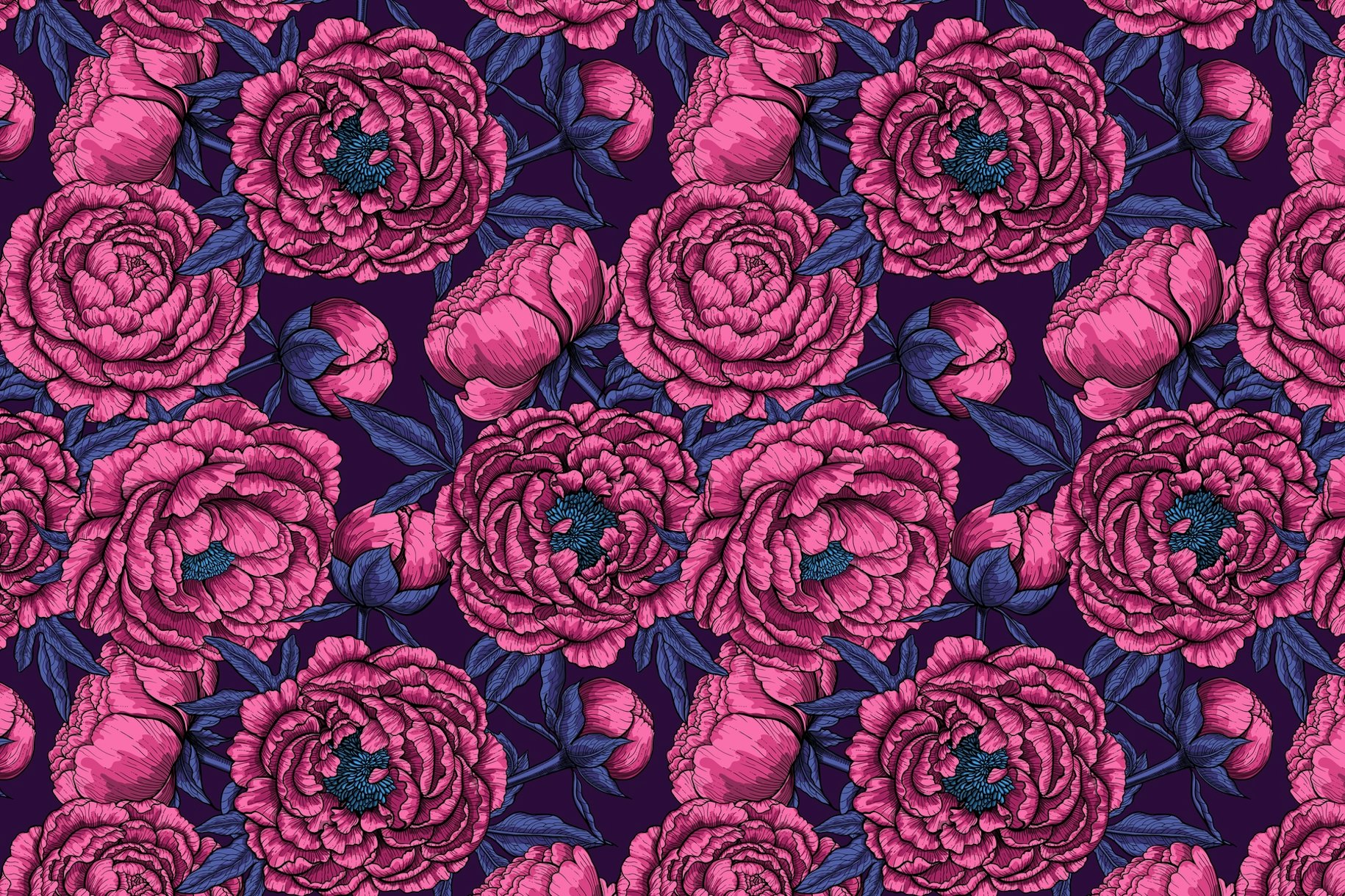 Pink Peony Bouquet Wallpaper | Happywall