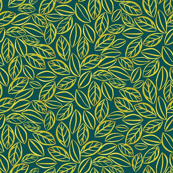 Gold leaves on green