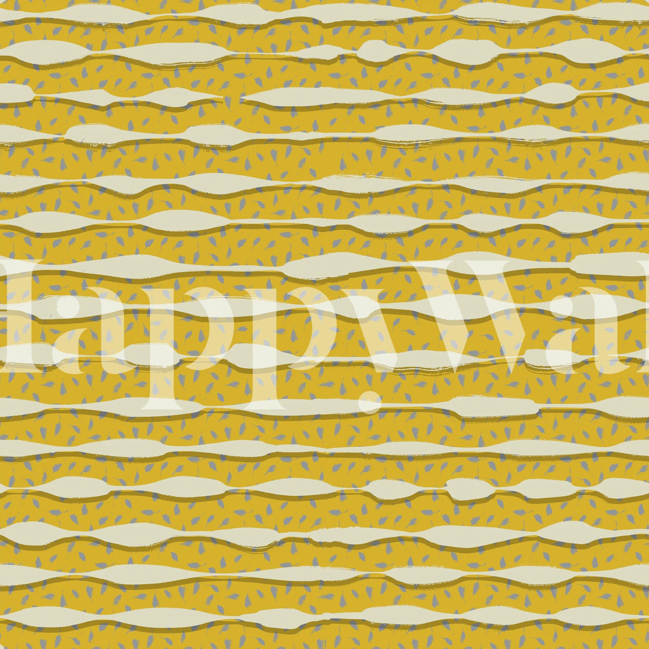Yellow and cream wavy lines pattern wallpaper