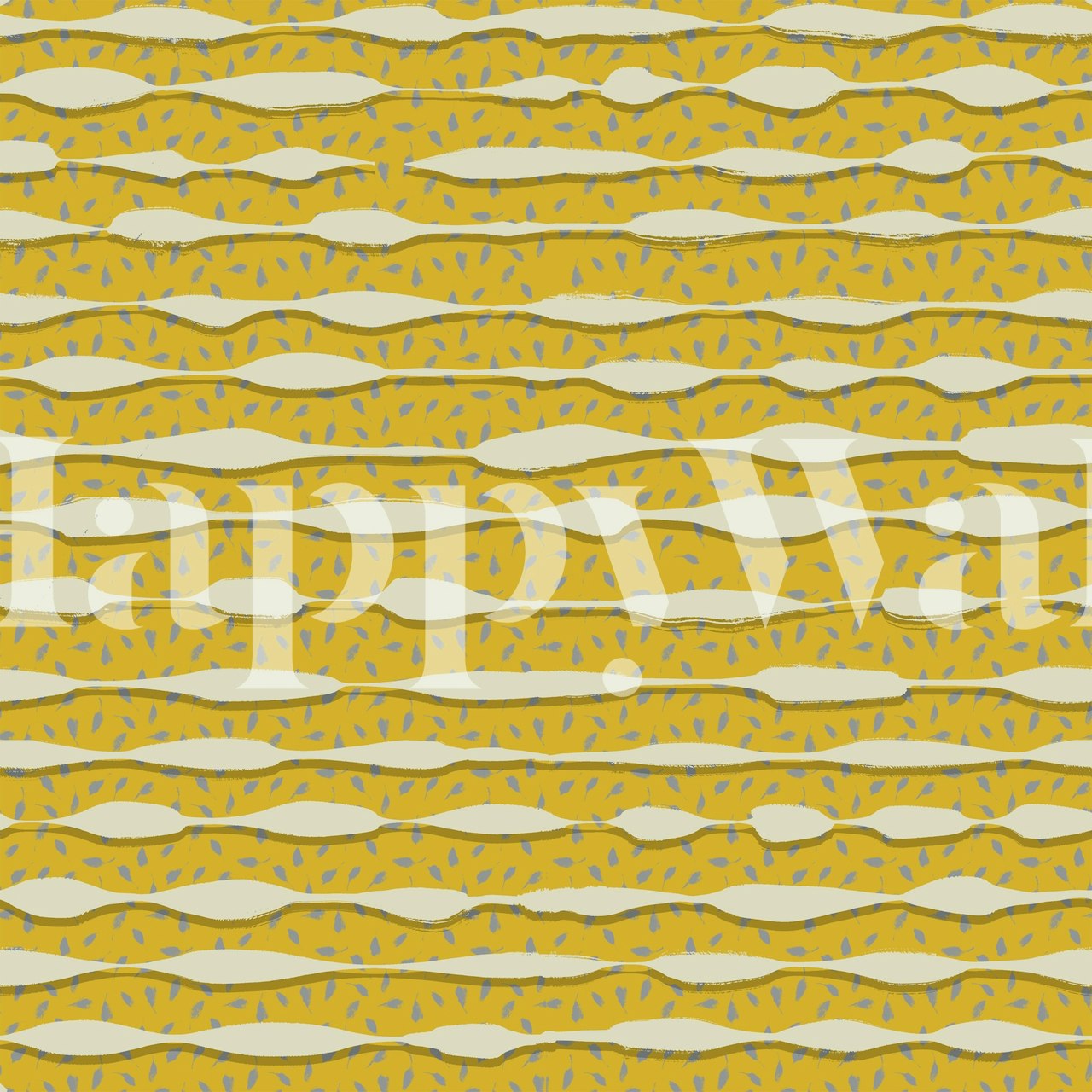 Yellow and cream wavy lines pattern wallpaper
