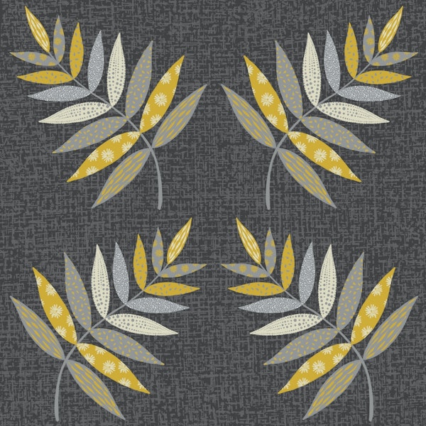 Patterned leaves on grey