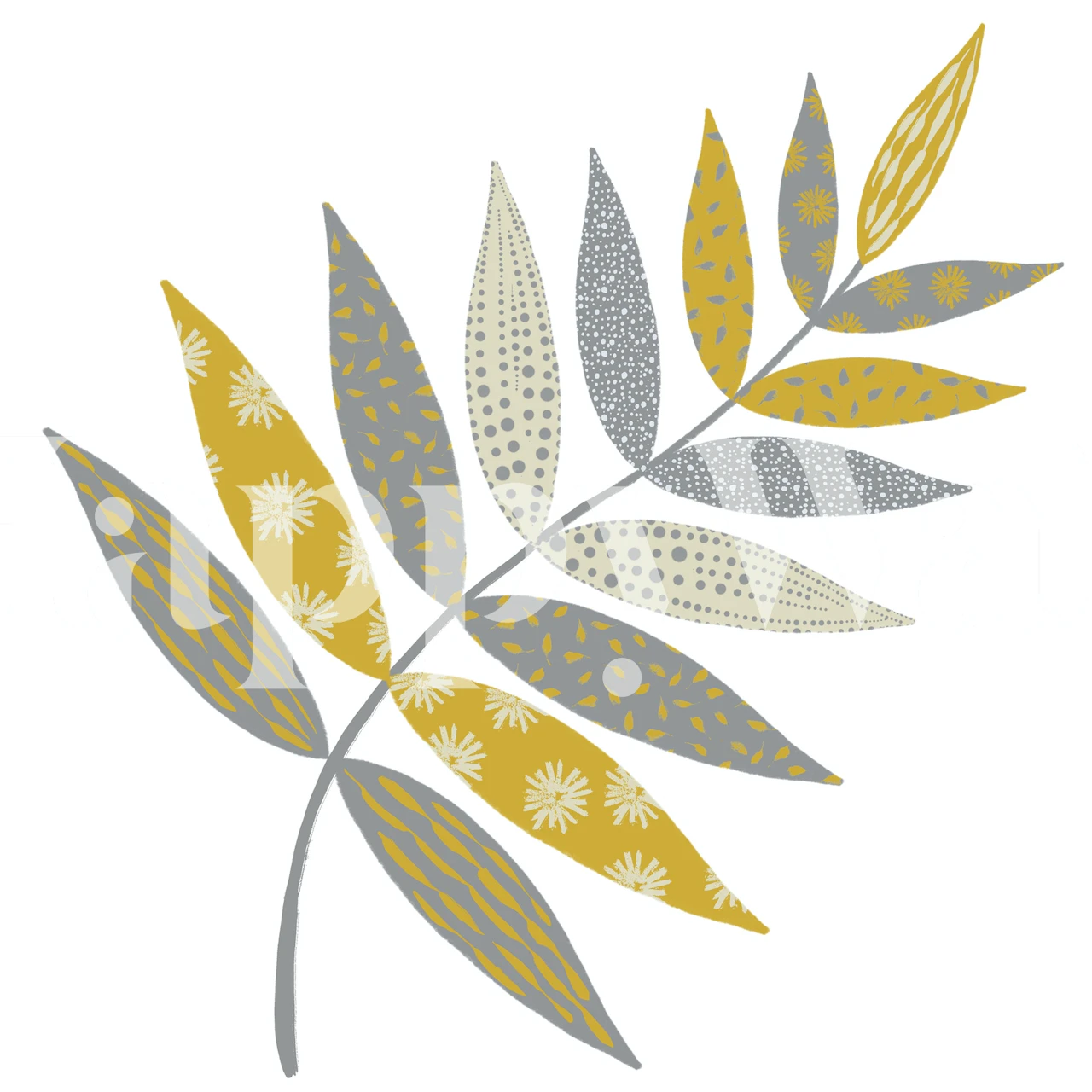 Patterned leaf wallpaper in a room setting