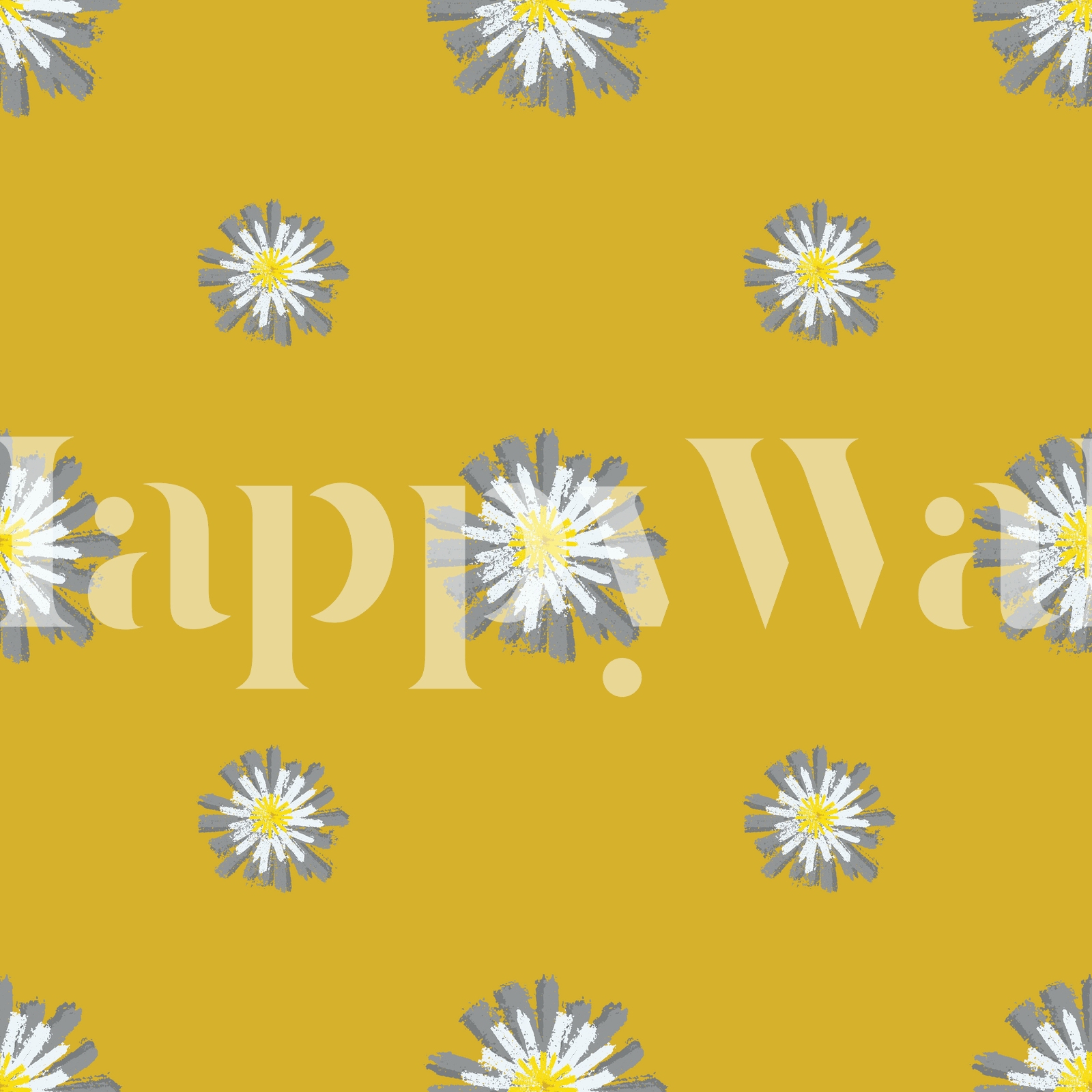 Buy Daisies on mustard yellow wallpaper - Free shipping