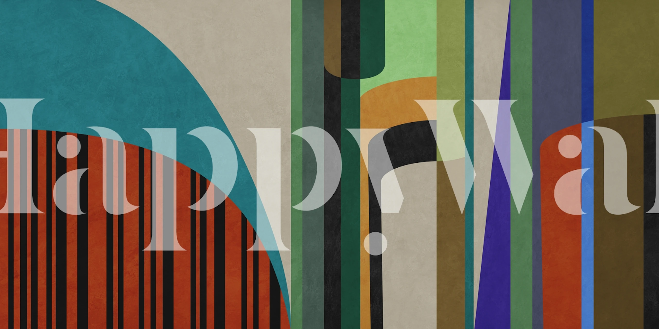 Colorful striped and curved geometric shapes wallpaper