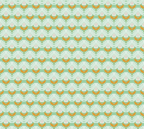 Mid century flowers teal