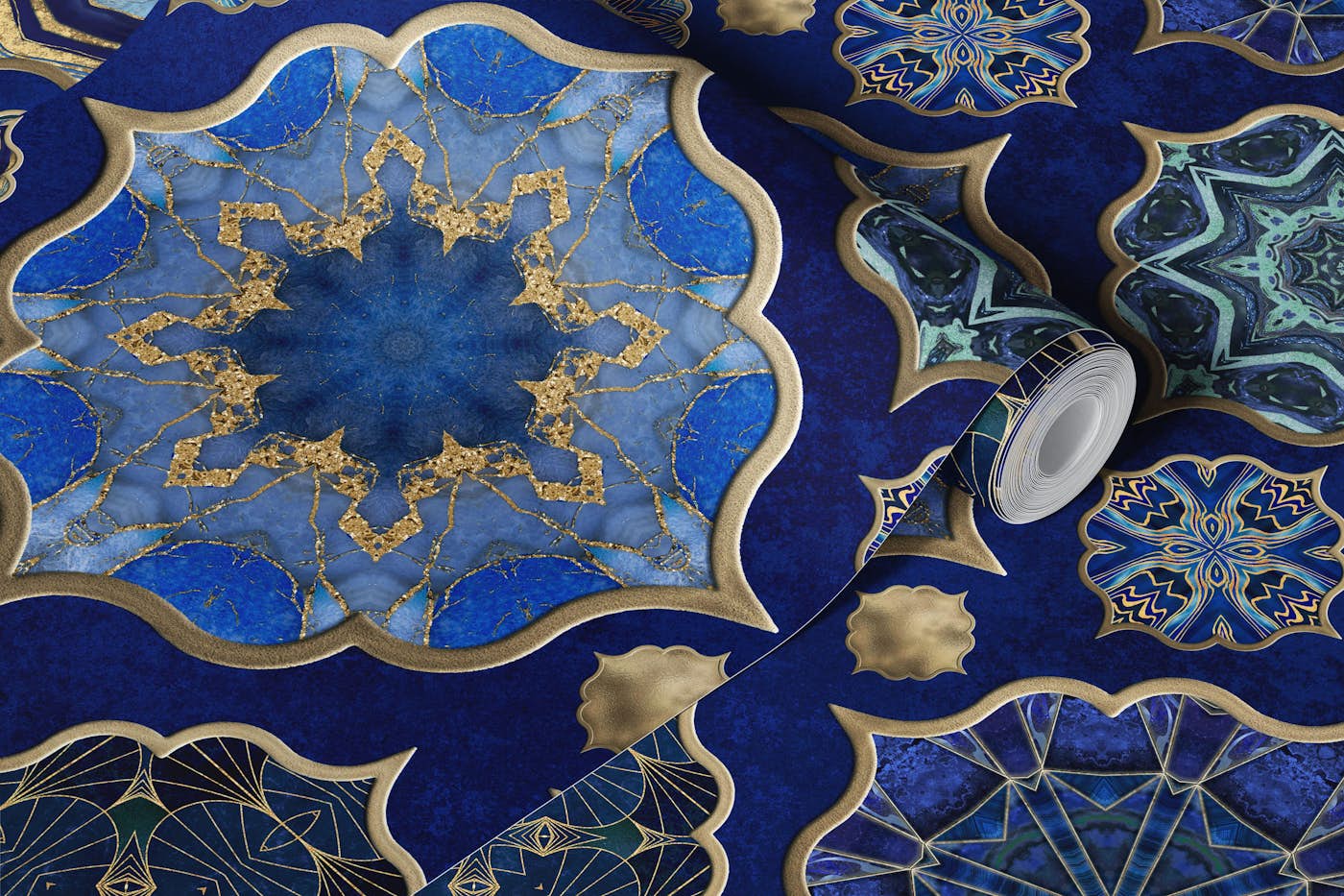 Blue Moroccan Tile Elegance 2 wallpaper roll