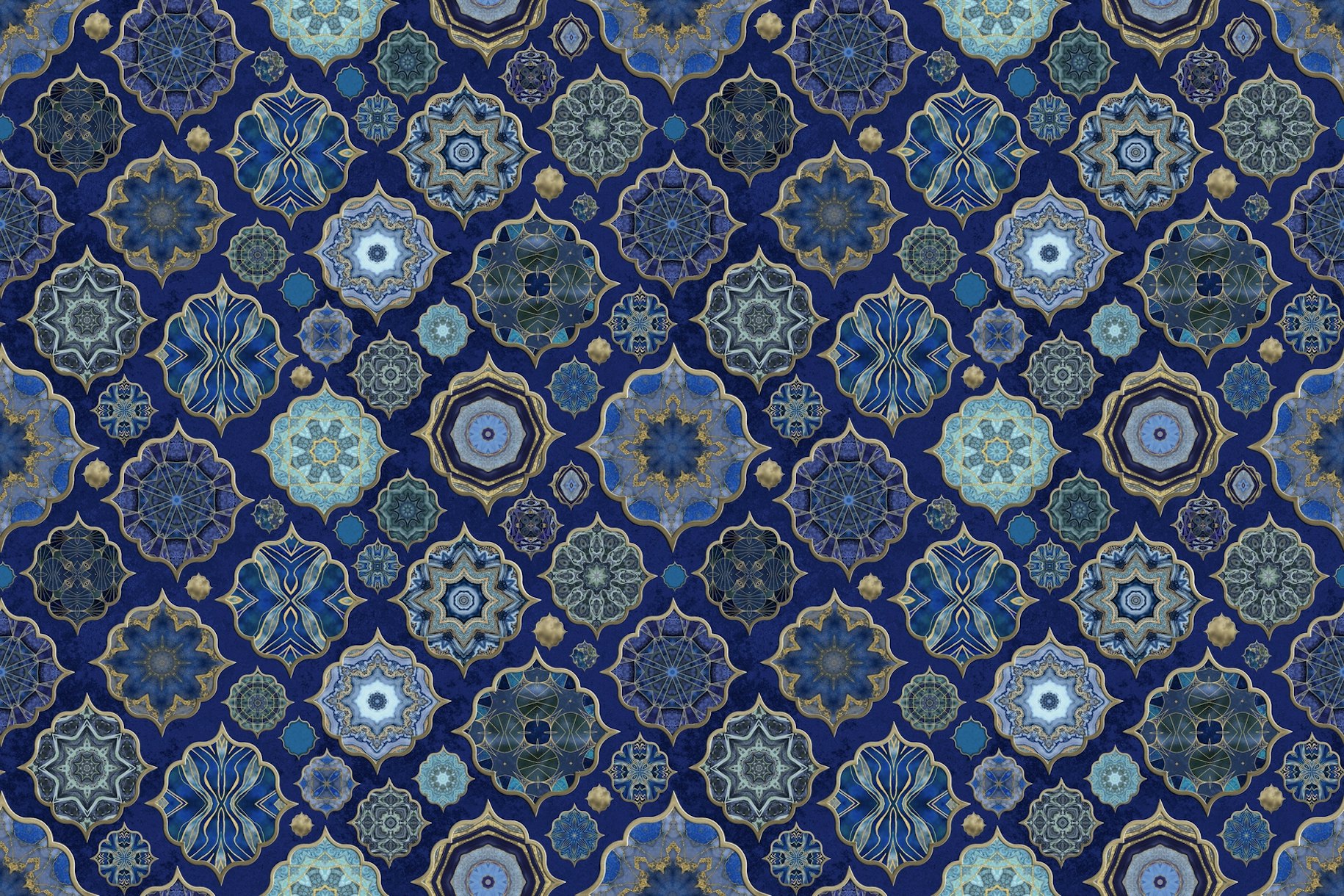 Buy Blue Moroccan Tile Elegance 2 Wallpaper – Happywall