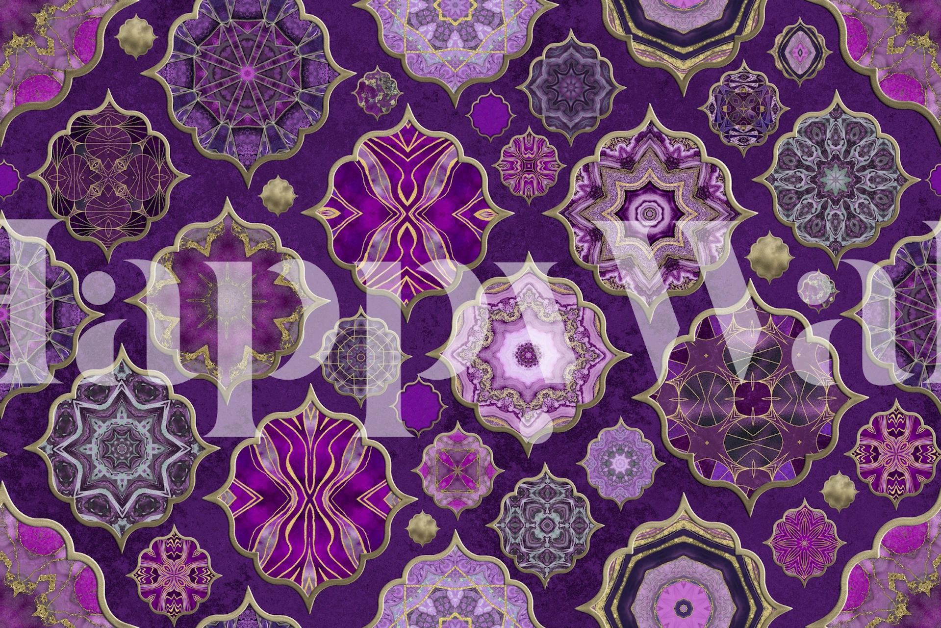 Purple Moroccan tile patterns with intricate designs wallpaper
