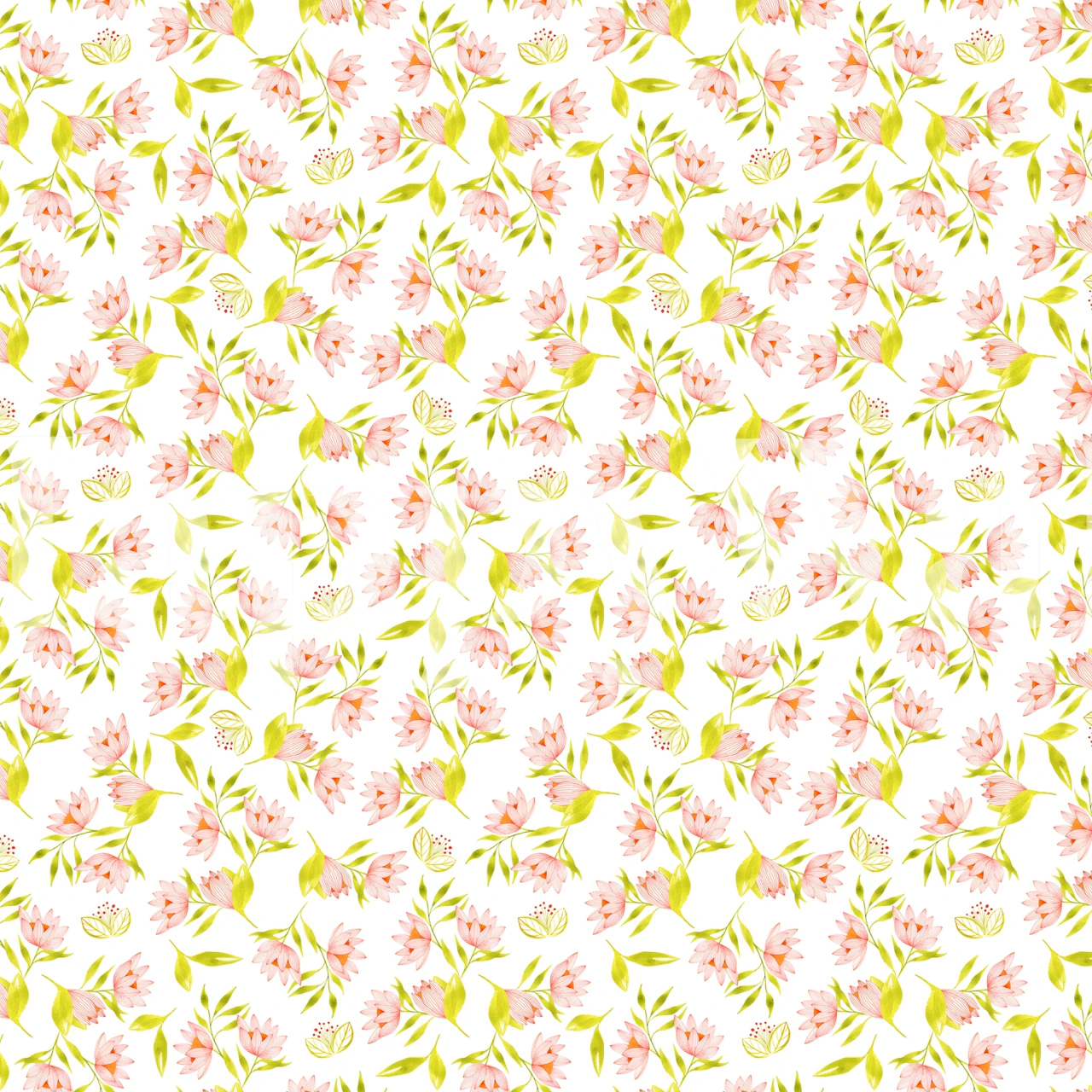 Bright orange floral wallpaper with pink and green elements