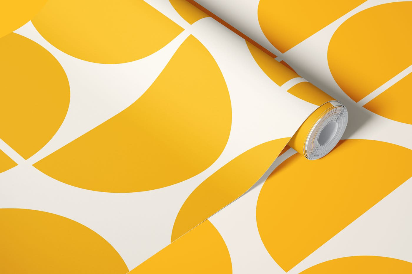 Bauhaus Pattern Yellow wallpaper roll