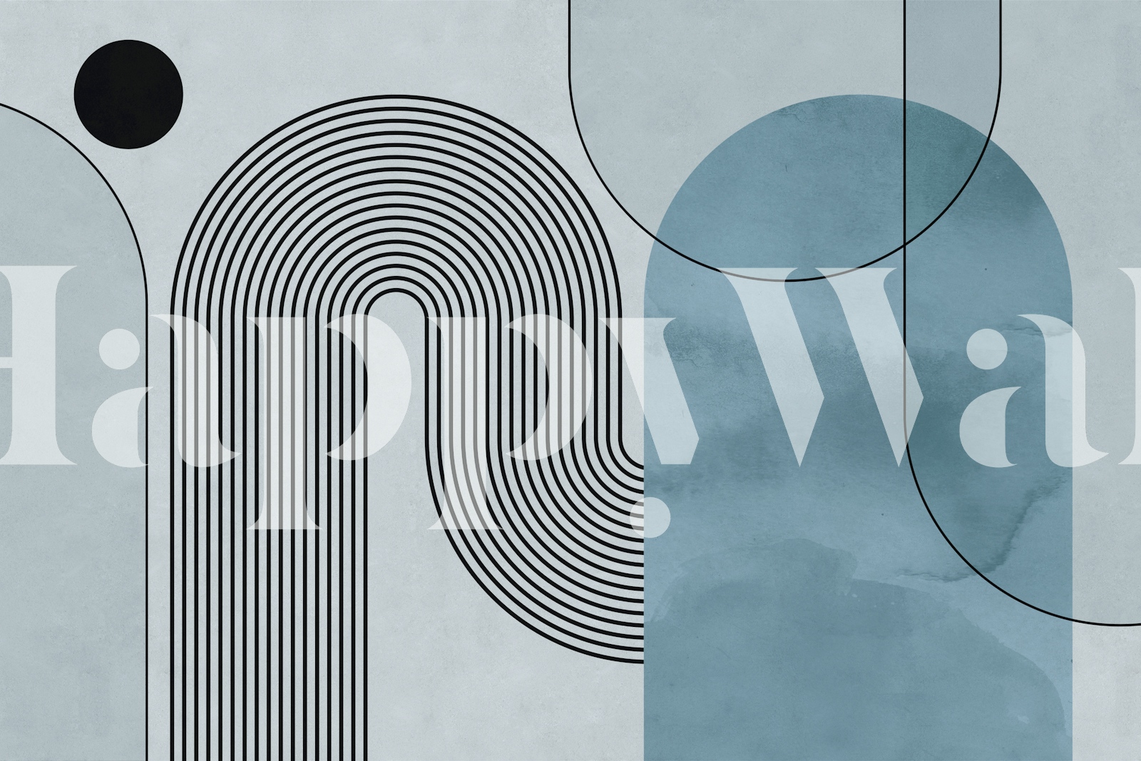Geometric shapes in black and cream colors Mid Century wallpaper