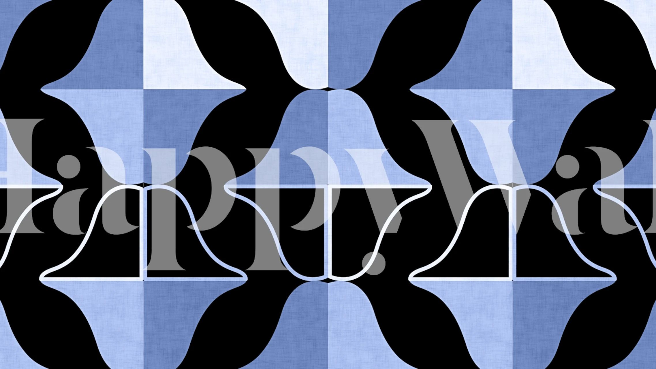 Mid Century Abstraction Tapete in einem Raum angezeigt