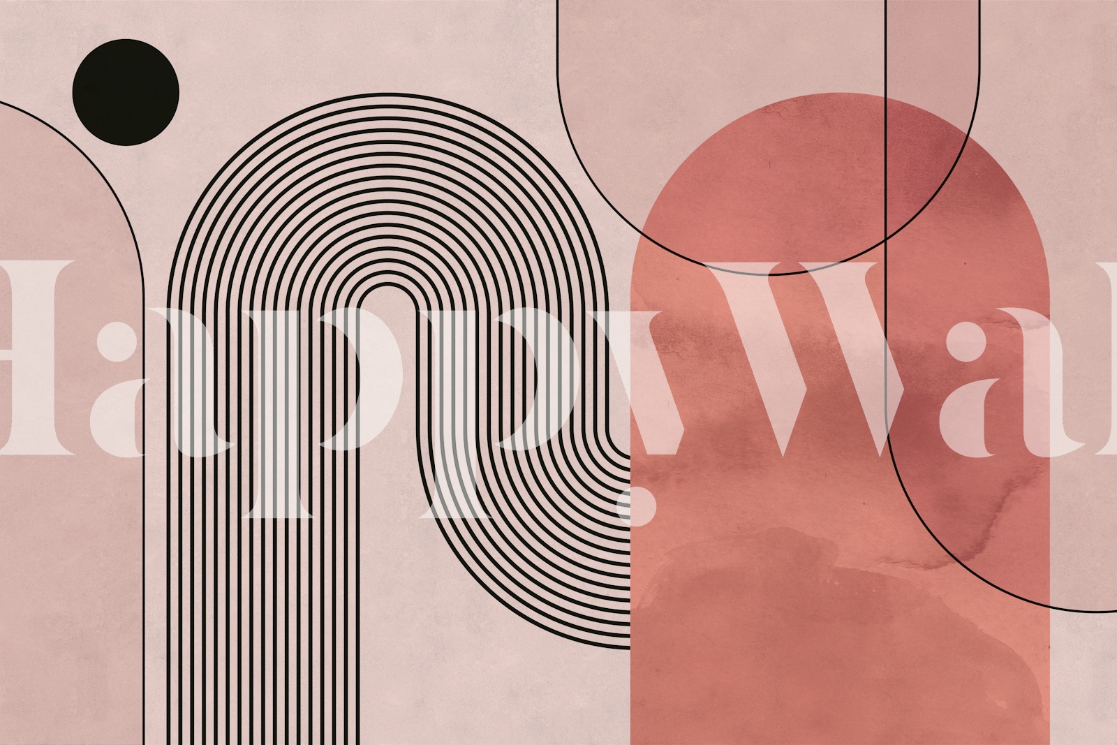 Geometric patterns in pink, black, and white wallpaper
