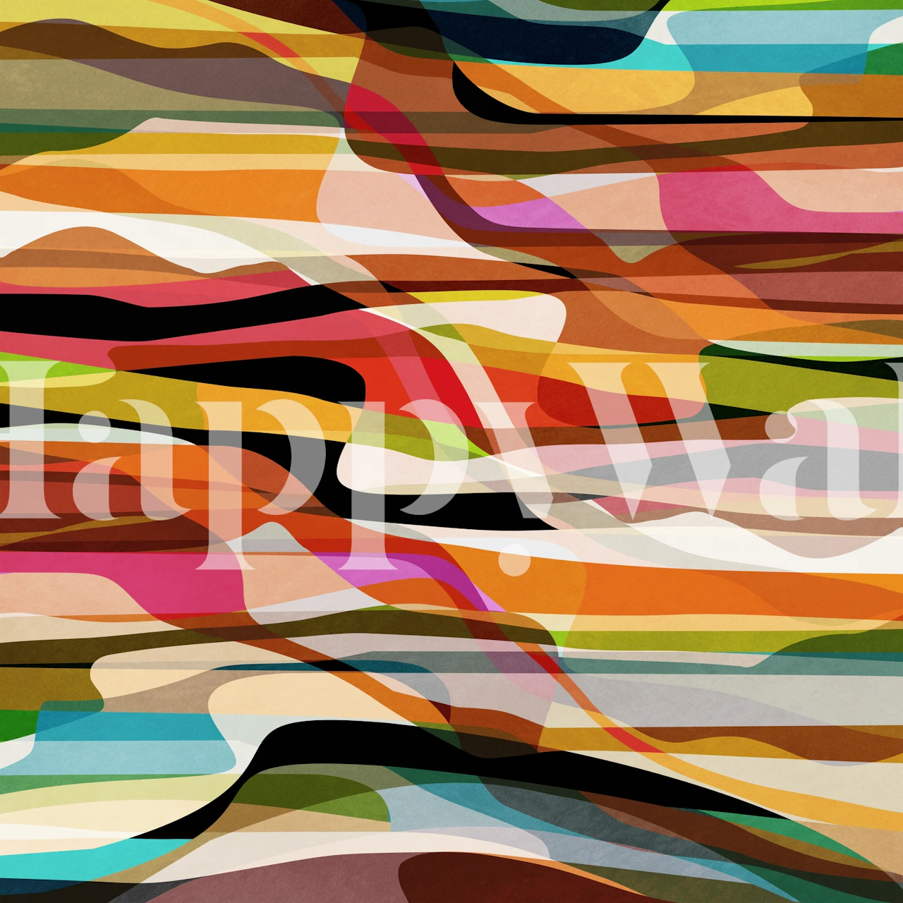 Kleurige Ripples 2 behangontwerp in een kamer